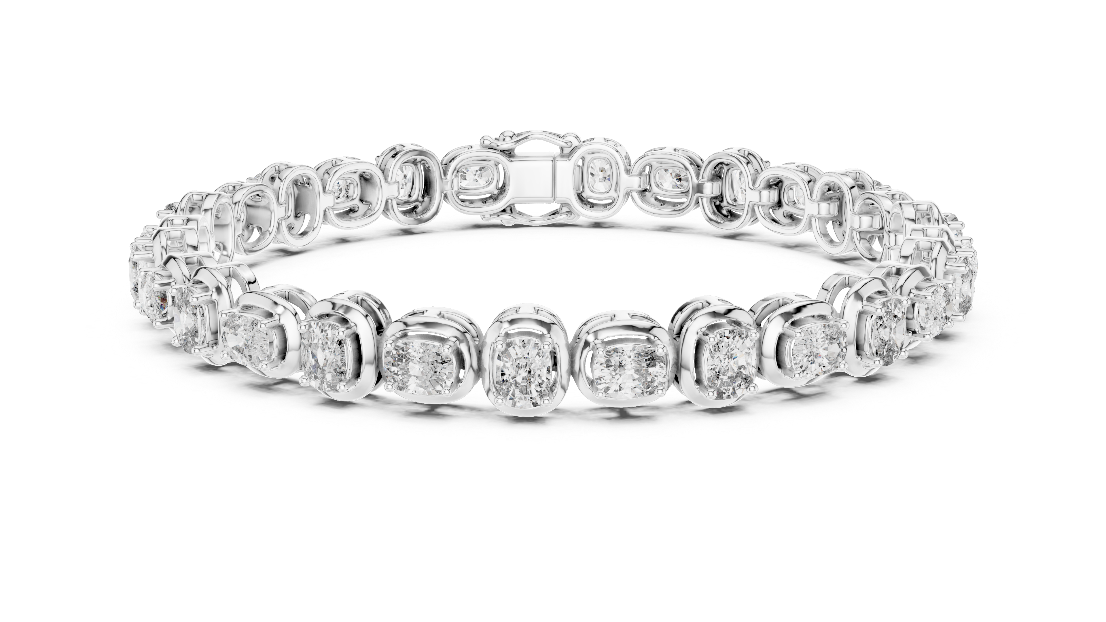 Cushion Diamond Link Tennis Bracelet