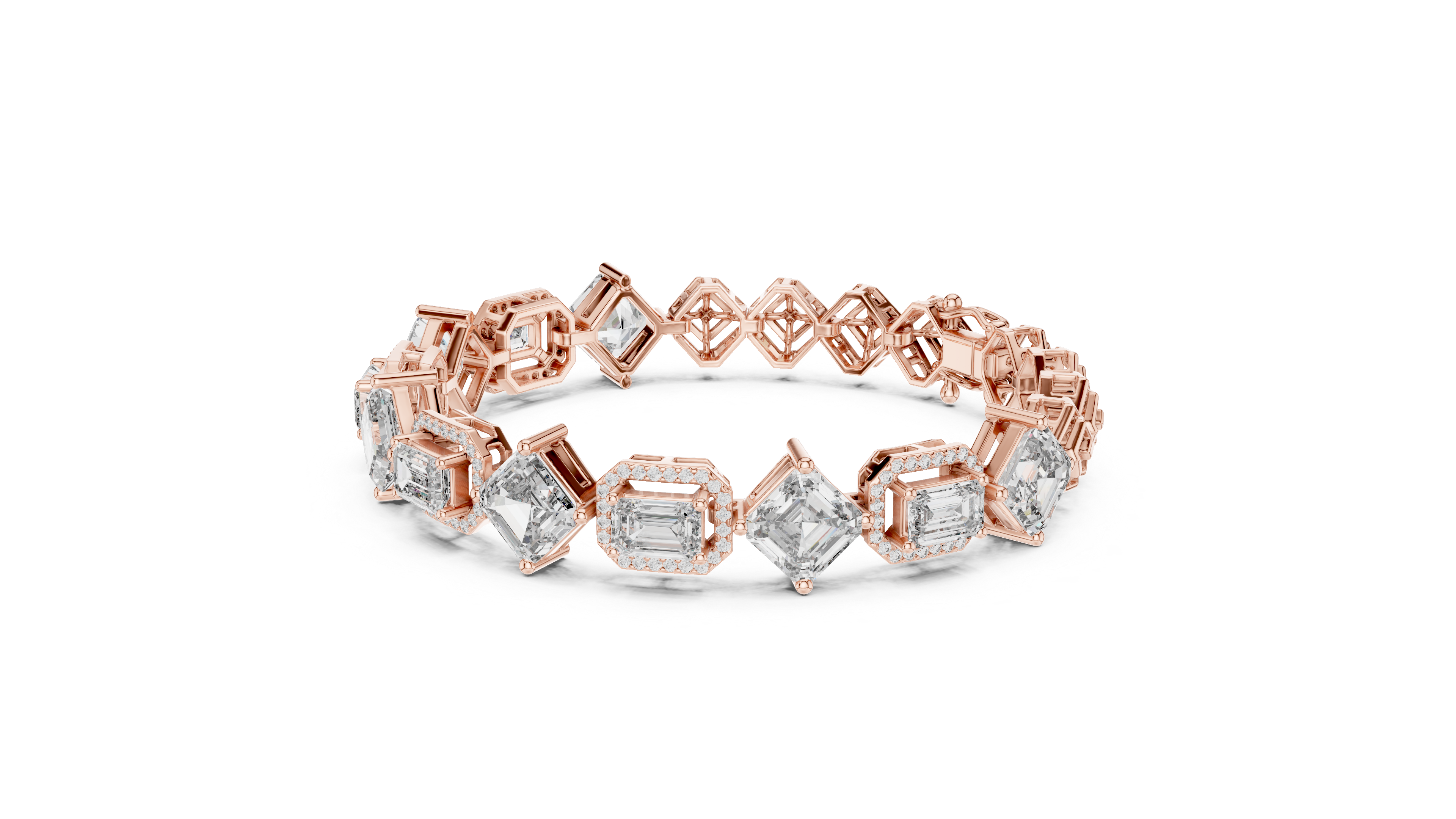Emerald Diamond Halo Tennis Bracelet