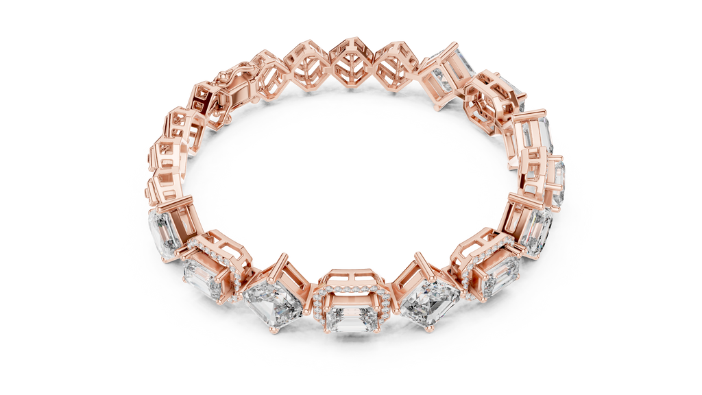 Emerald Diamond Halo Tennis Bracelet