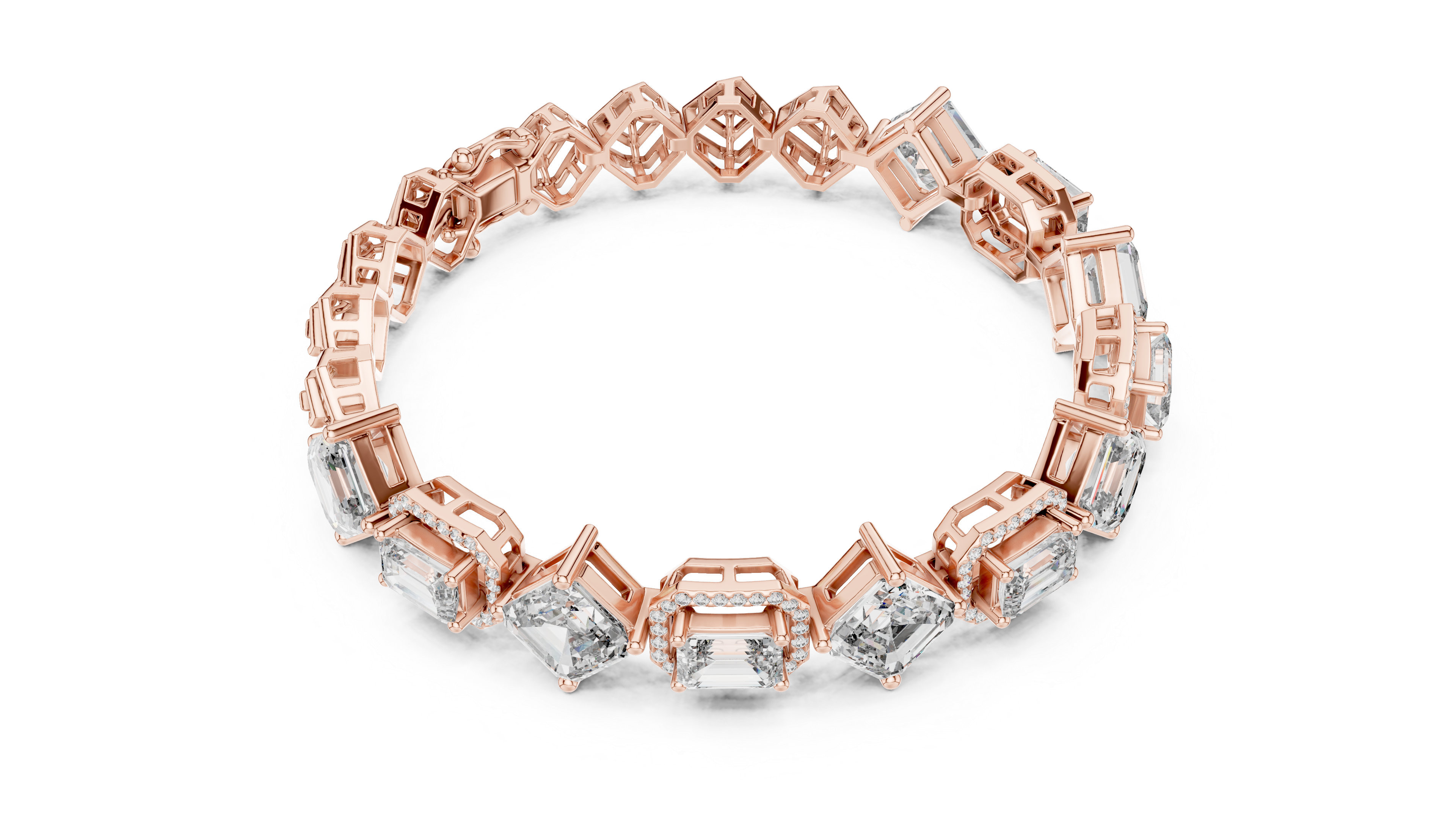 Emerald Diamond Halo Tennis Bracelet