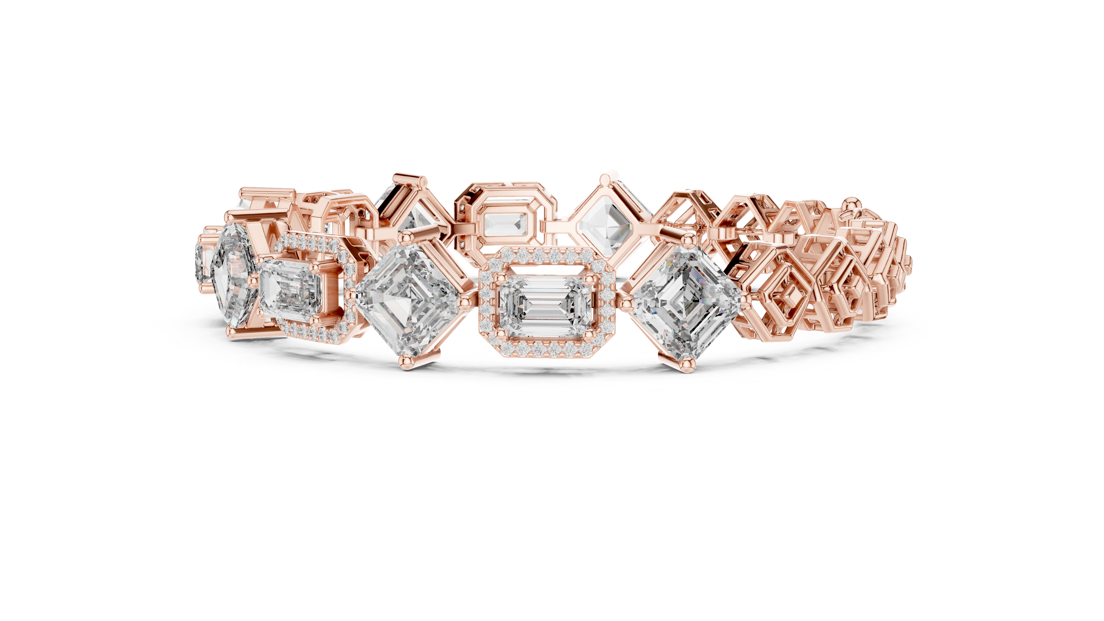 Emerald Diamond Halo Tennis Bracelet