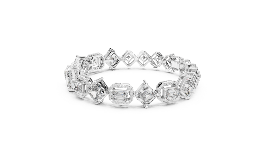 Emerald Diamond Halo Tennis Bracelet