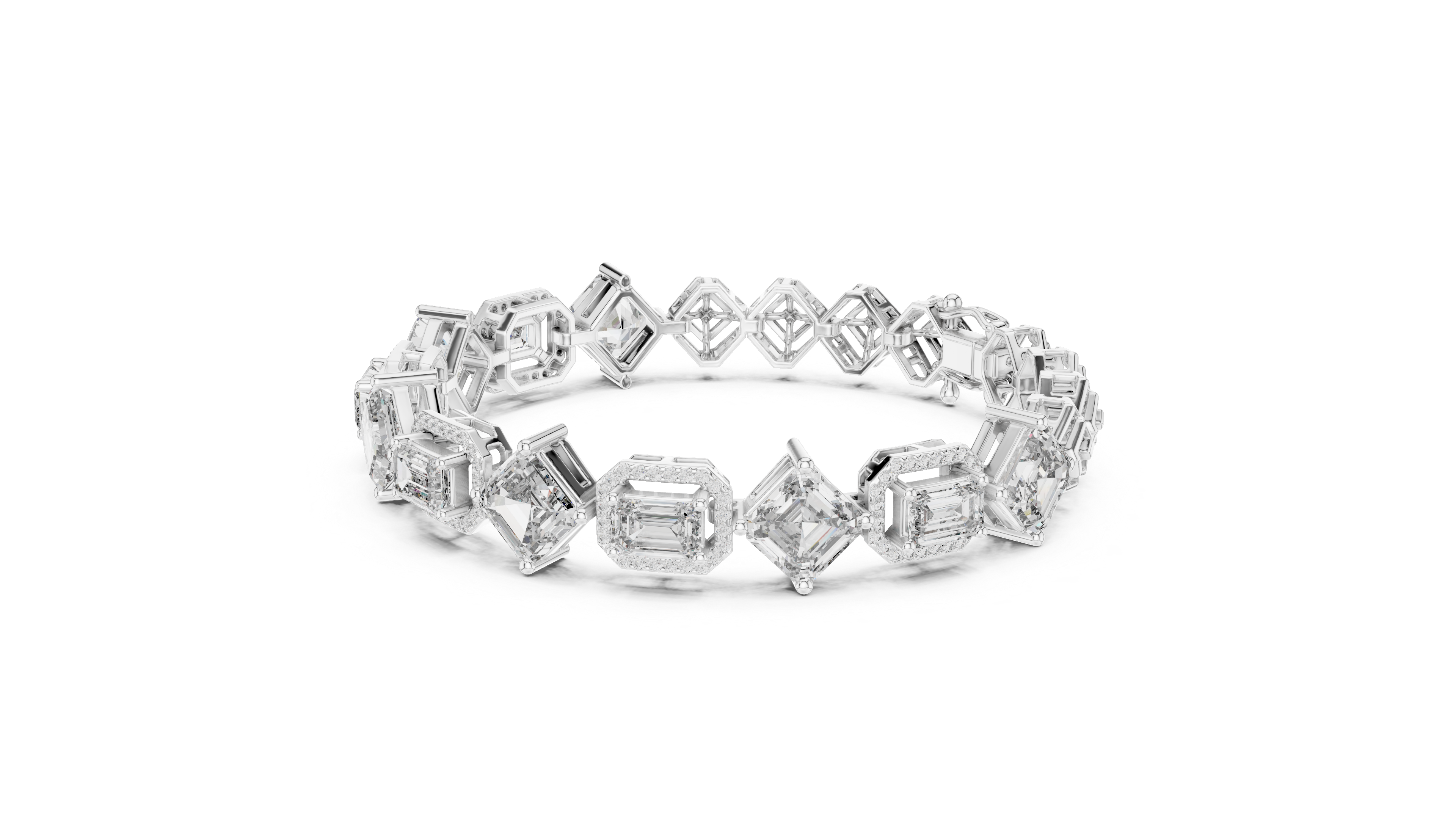Emerald Diamond Halo Tennis Bracelet
