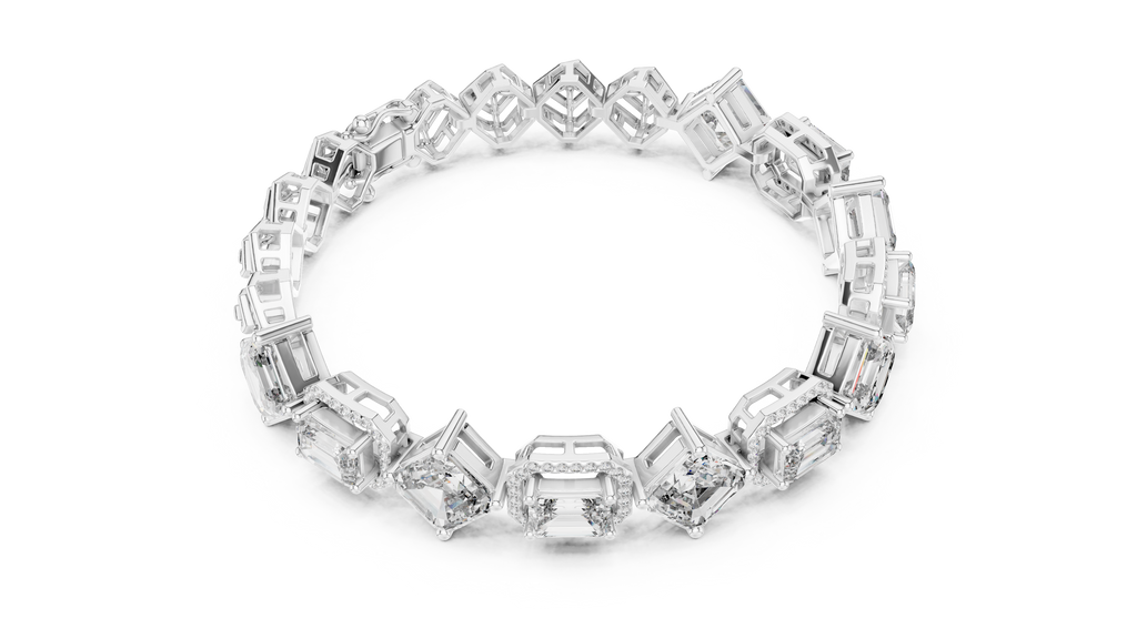 Emerald Diamond Halo Tennis Bracelet