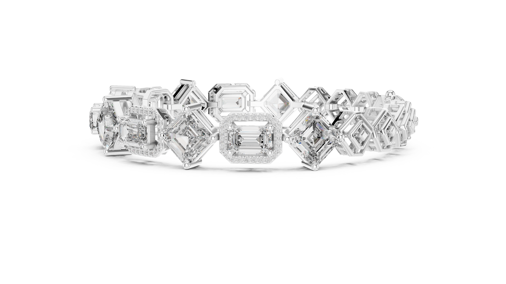 Emerald Diamond Halo Tennis Bracelet