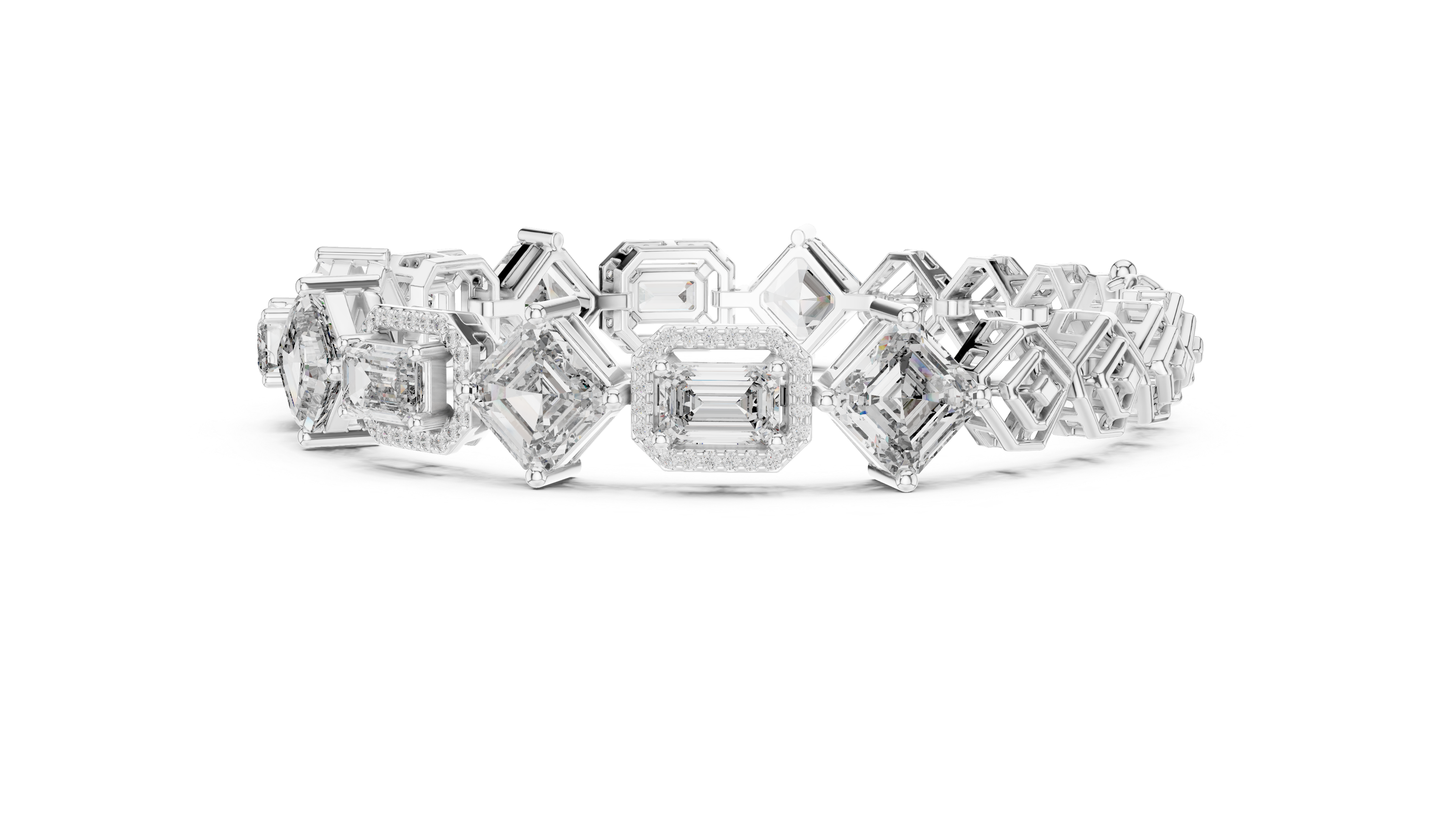 Emerald Diamond Halo Tennis Bracelet
