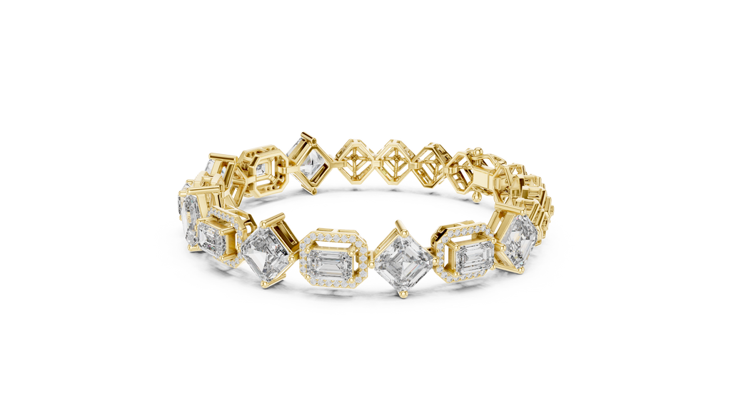 Emerald Diamond Halo Tennis Bracelet