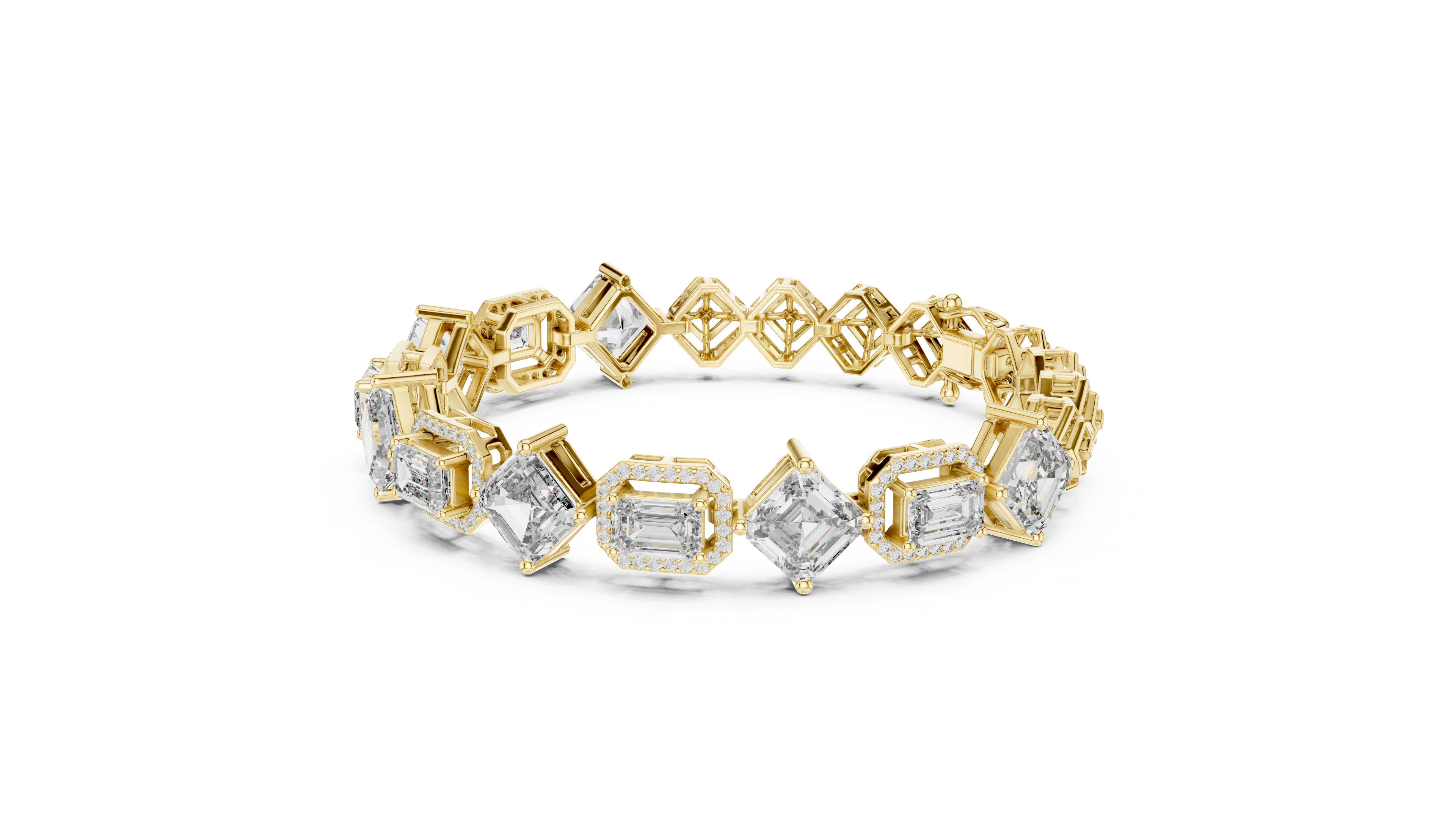 Emerald Diamond Halo Tennis Bracelet