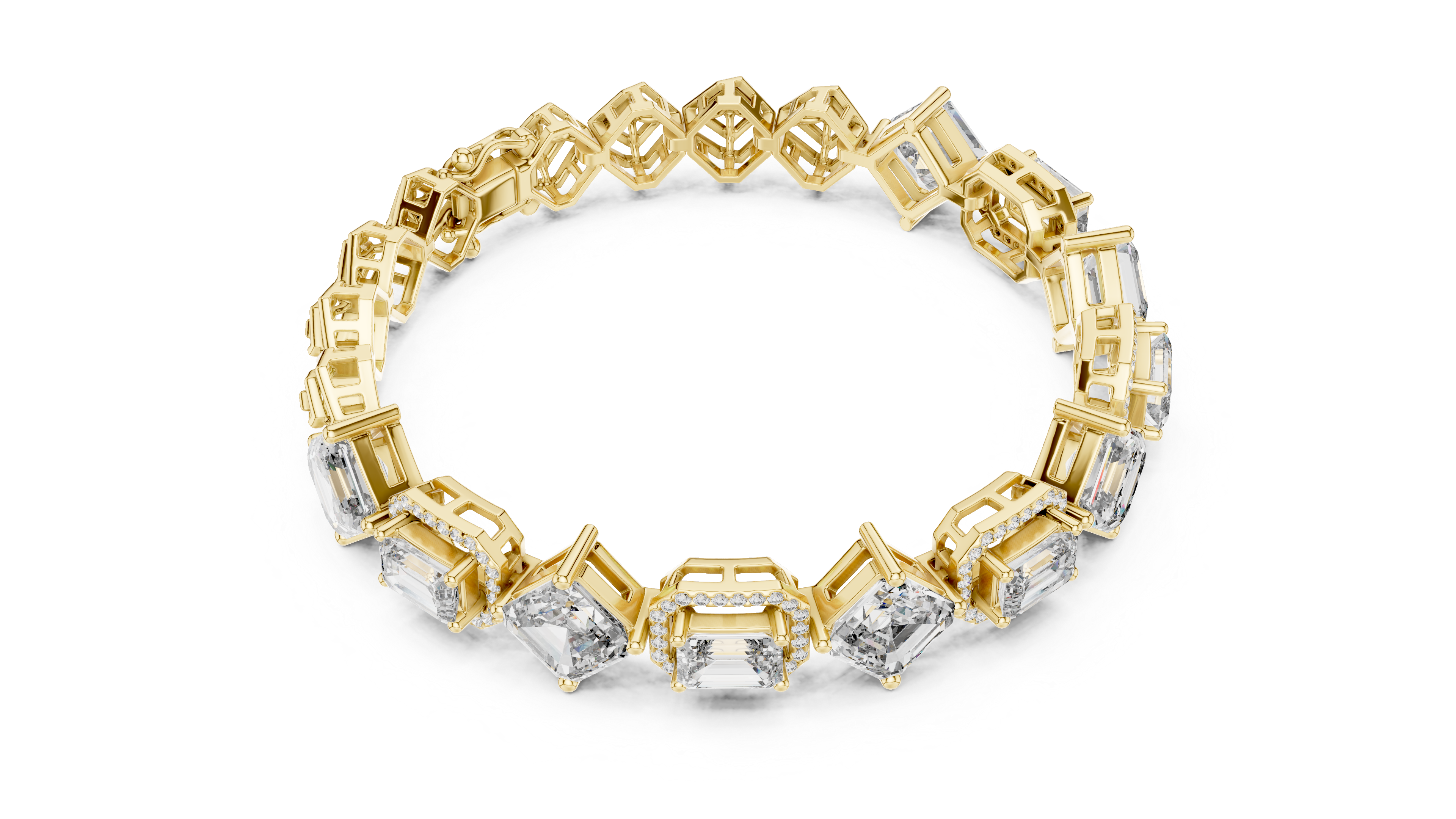 Emerald Diamond Halo Tennis Bracelet