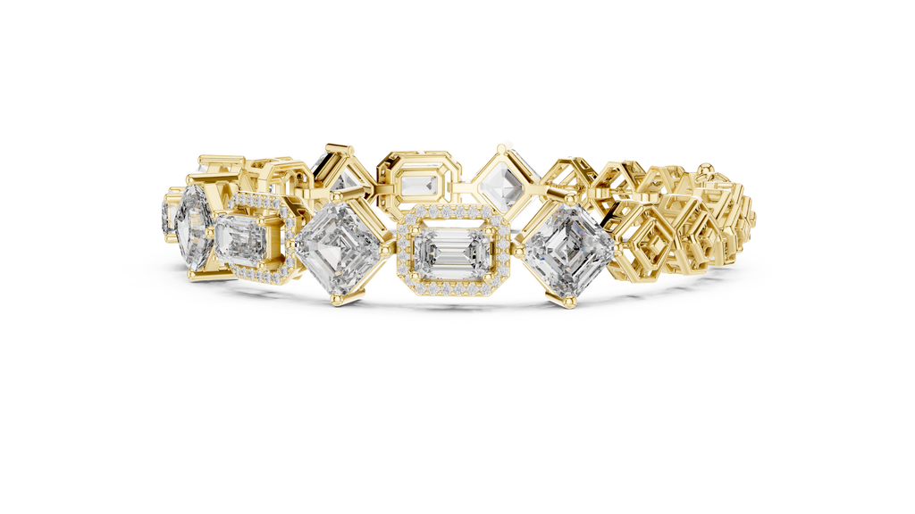 Emerald Diamond Halo Tennis Bracelet