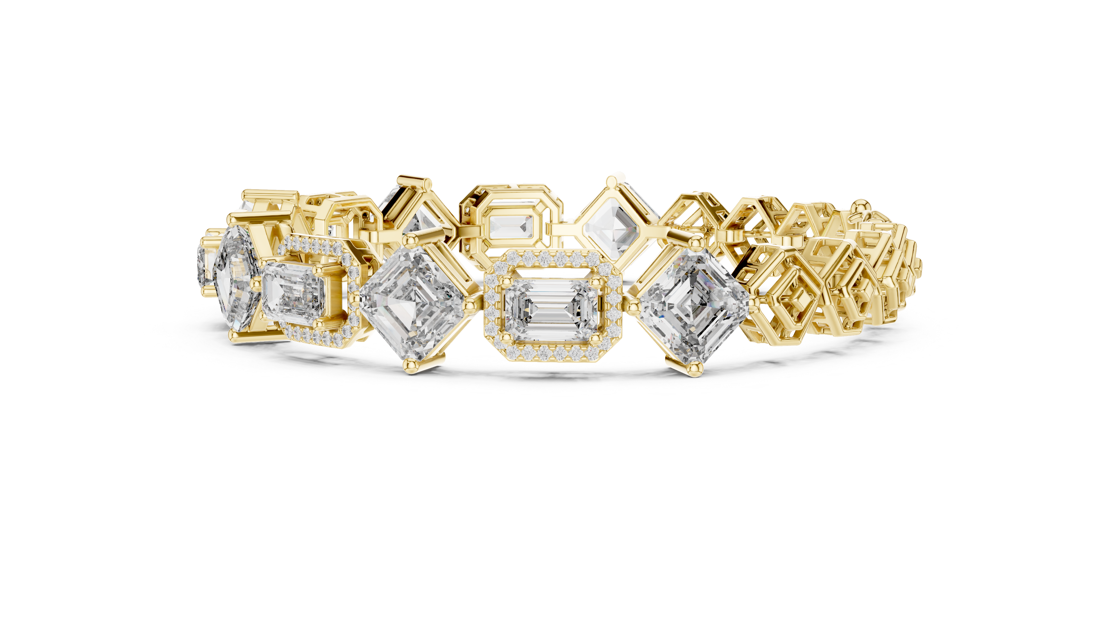 Emerald Diamond Halo Tennis Bracelet