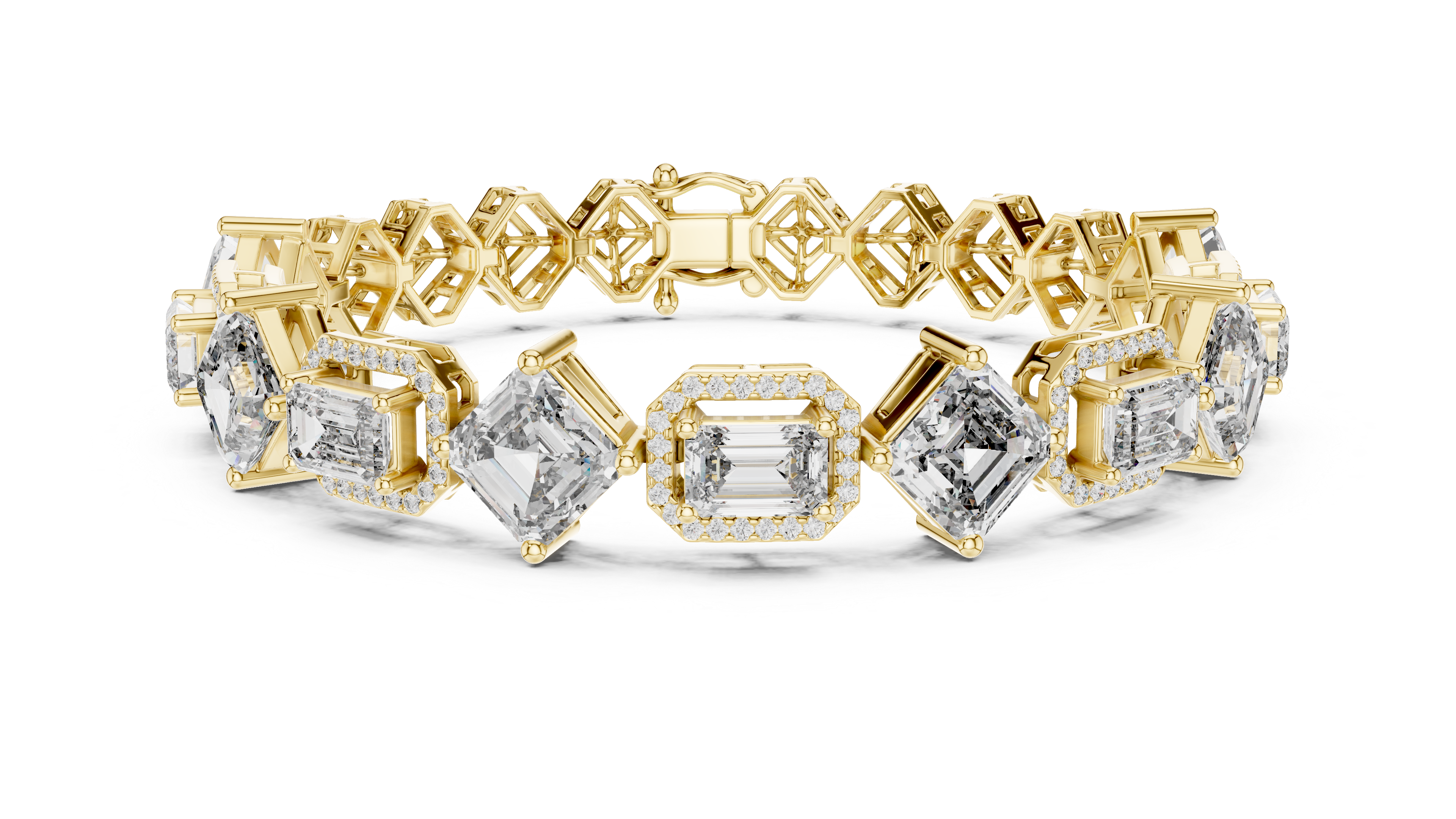 Emerald Diamond Halo Tennis Bracelet