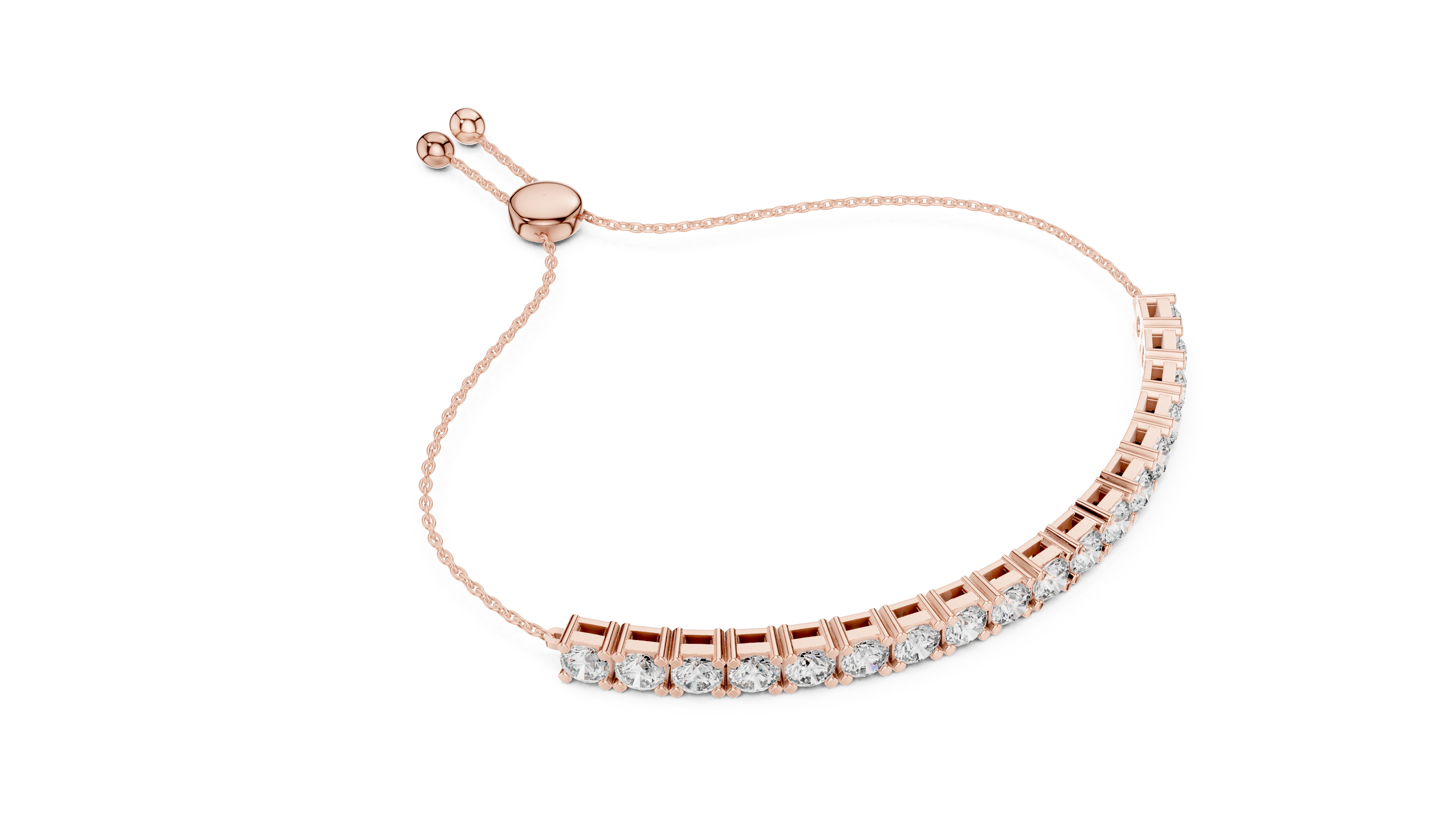 Round Diamond Adjustable Slider Bracelet