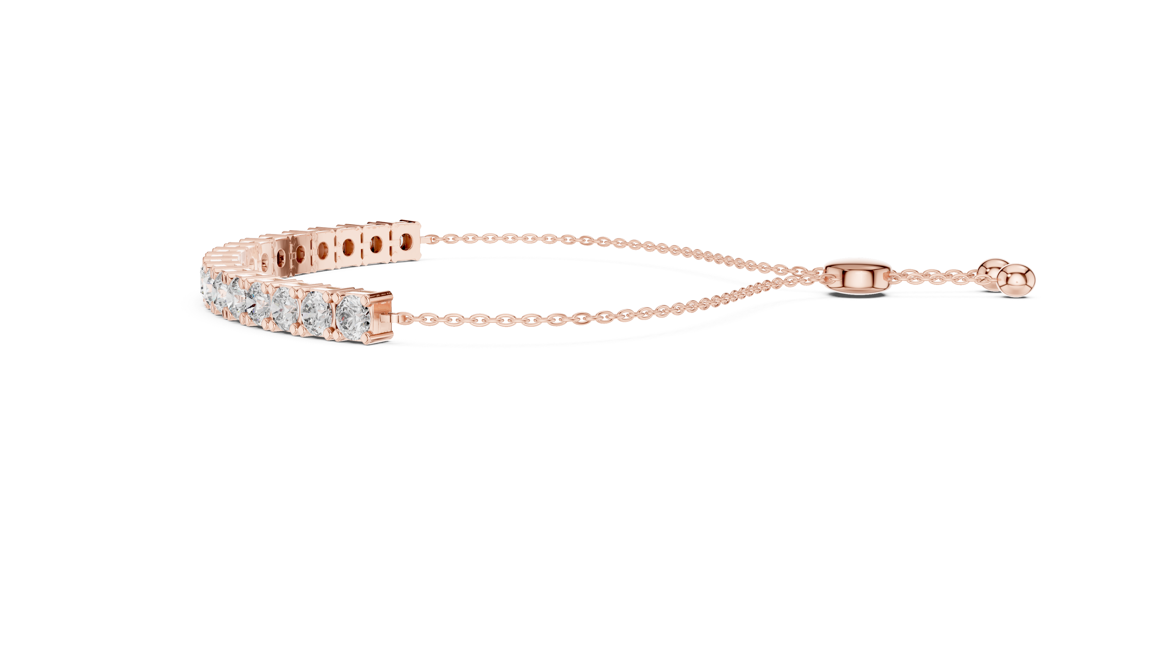 Round Diamond Adjustable Slider Bracelet