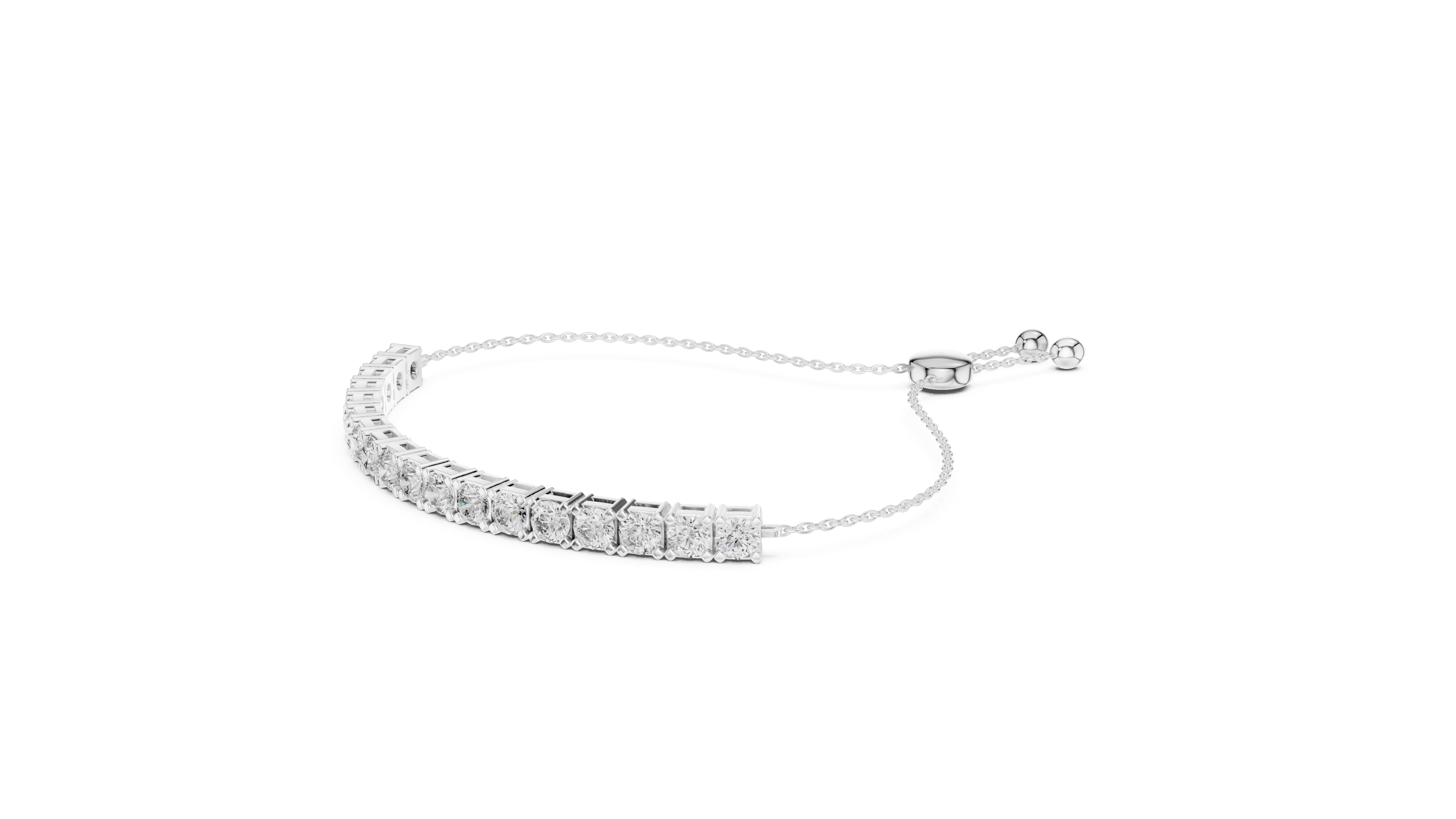 Round Diamond Adjustable Slider Bracelet