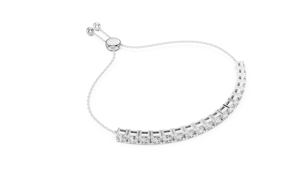 Round Diamond Adjustable Slider Bracelet
