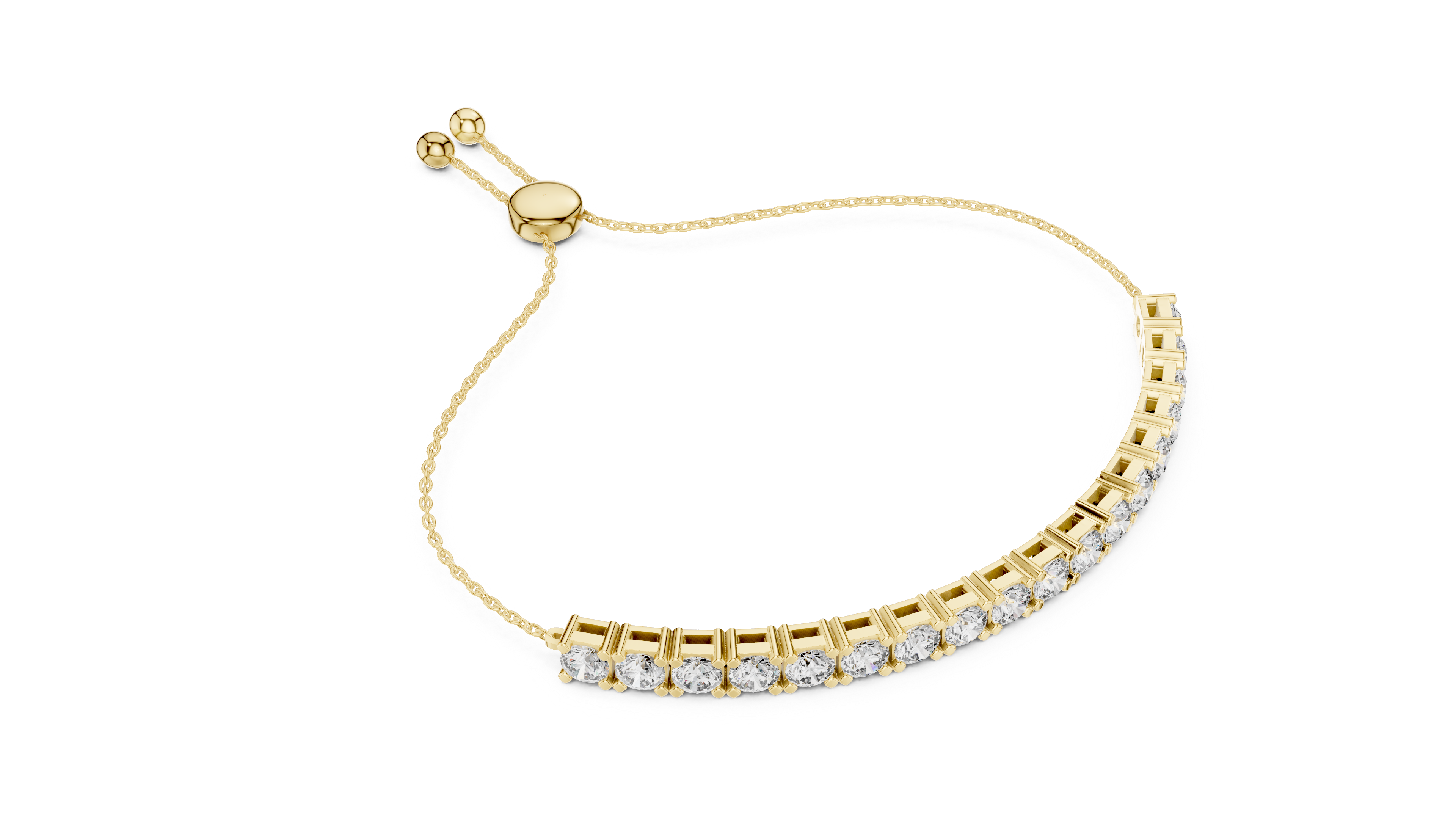 Round Diamond Adjustable Slider Bracelet
