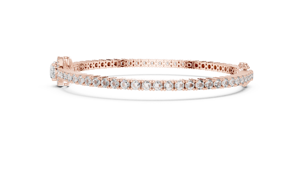 Round Diamond Halo Center Tennis Bracelet