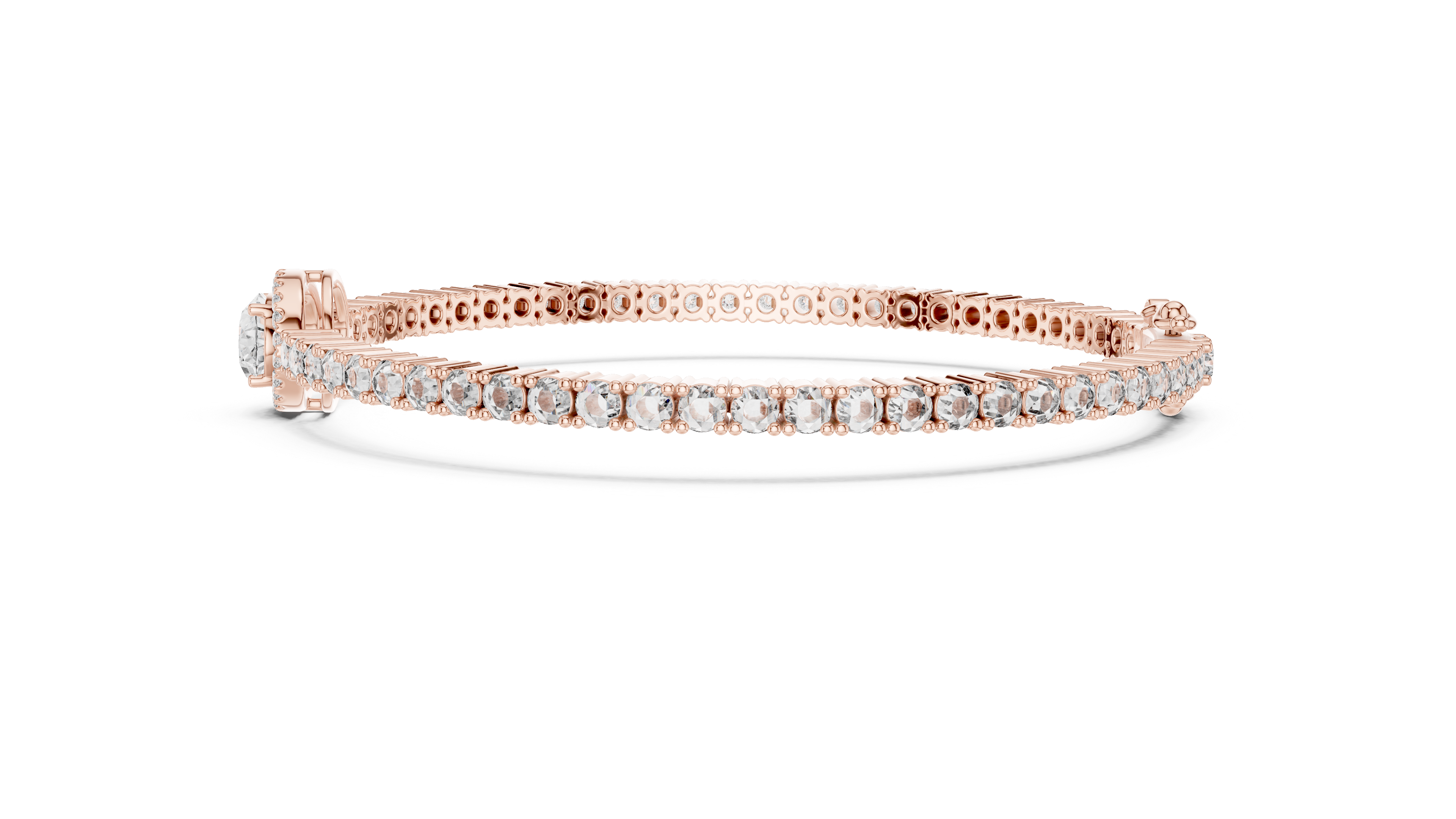 Round Diamond Halo Center Tennis Bracelet