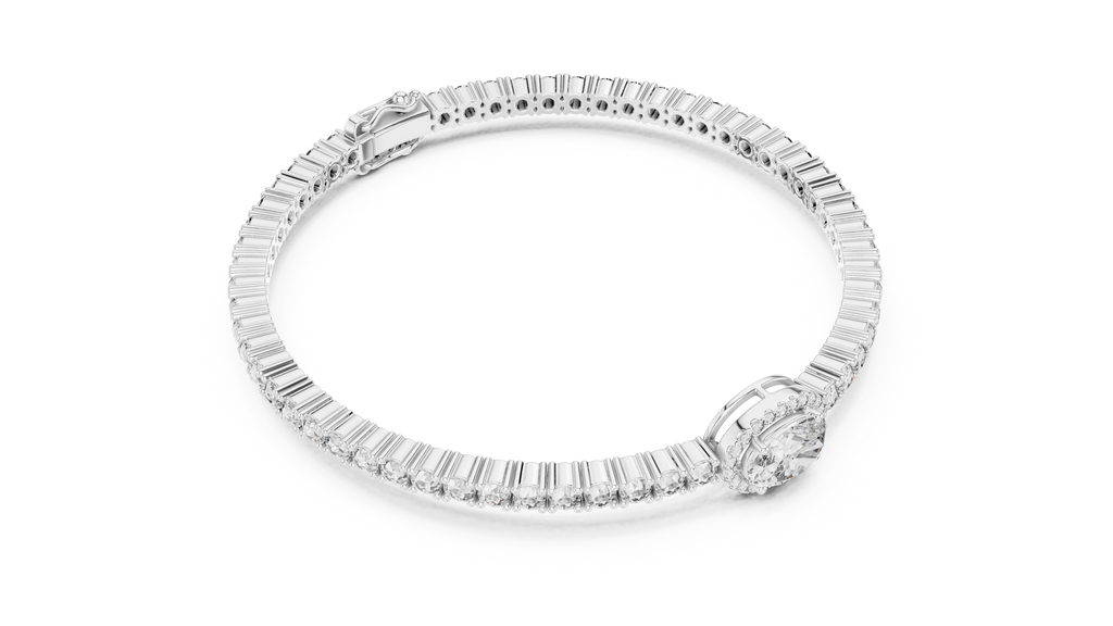 Round Diamond Halo Center Tennis Bracelet