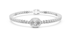 Round Diamond Halo Center Tennis Bracelet