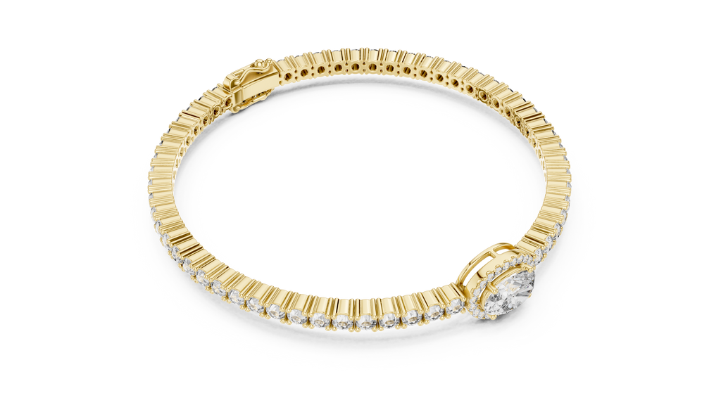 Round Diamond Halo Center Tennis Bracelet