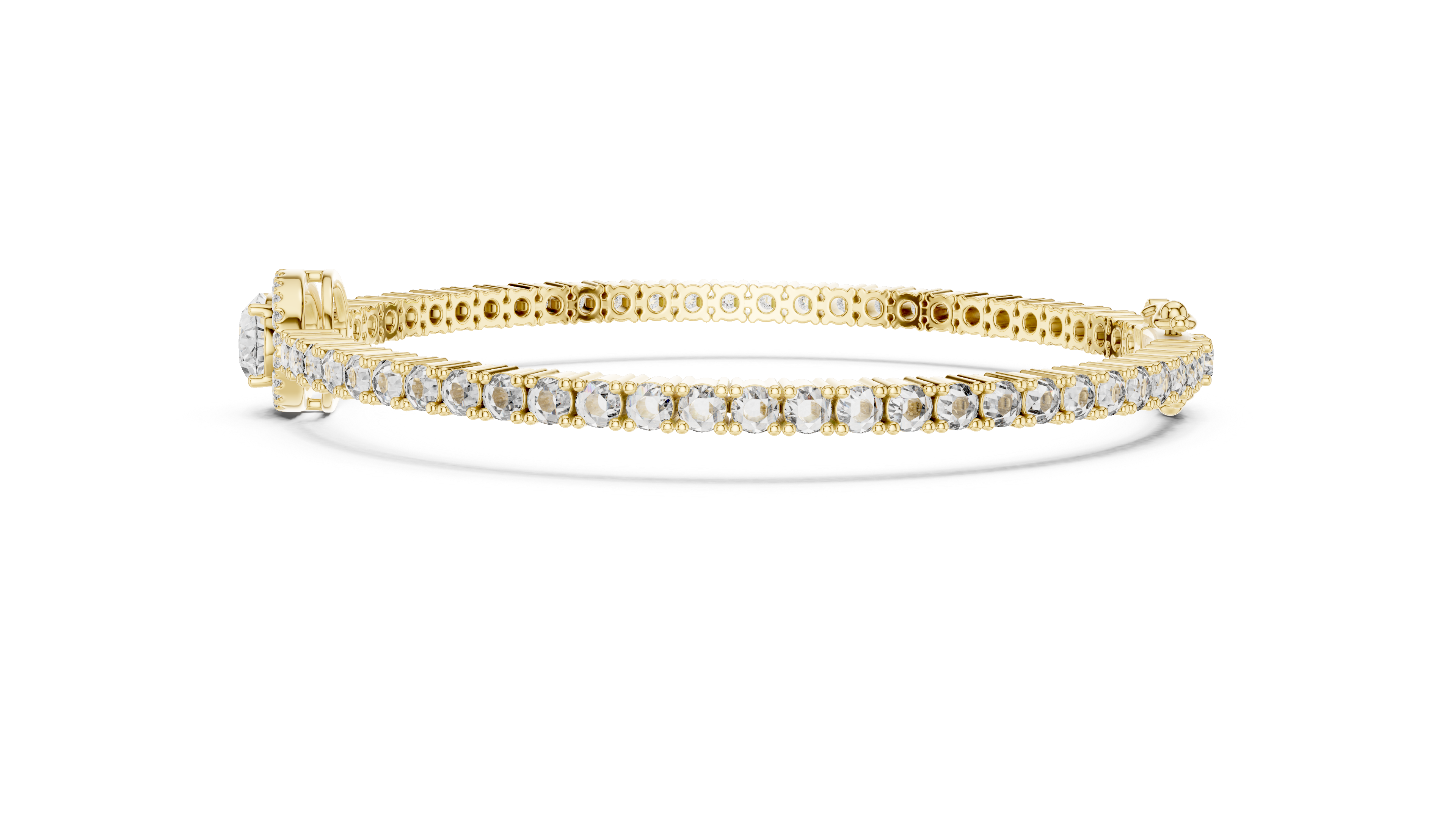 Round Diamond Halo Center Tennis Bracelet
