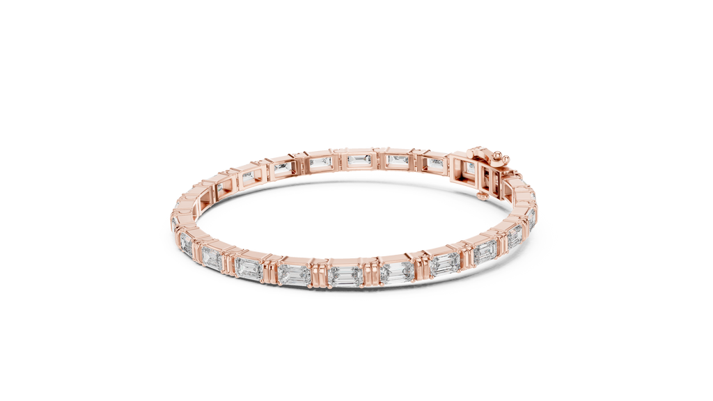 Emerald Cut Diamond Link Tennis Bracelet