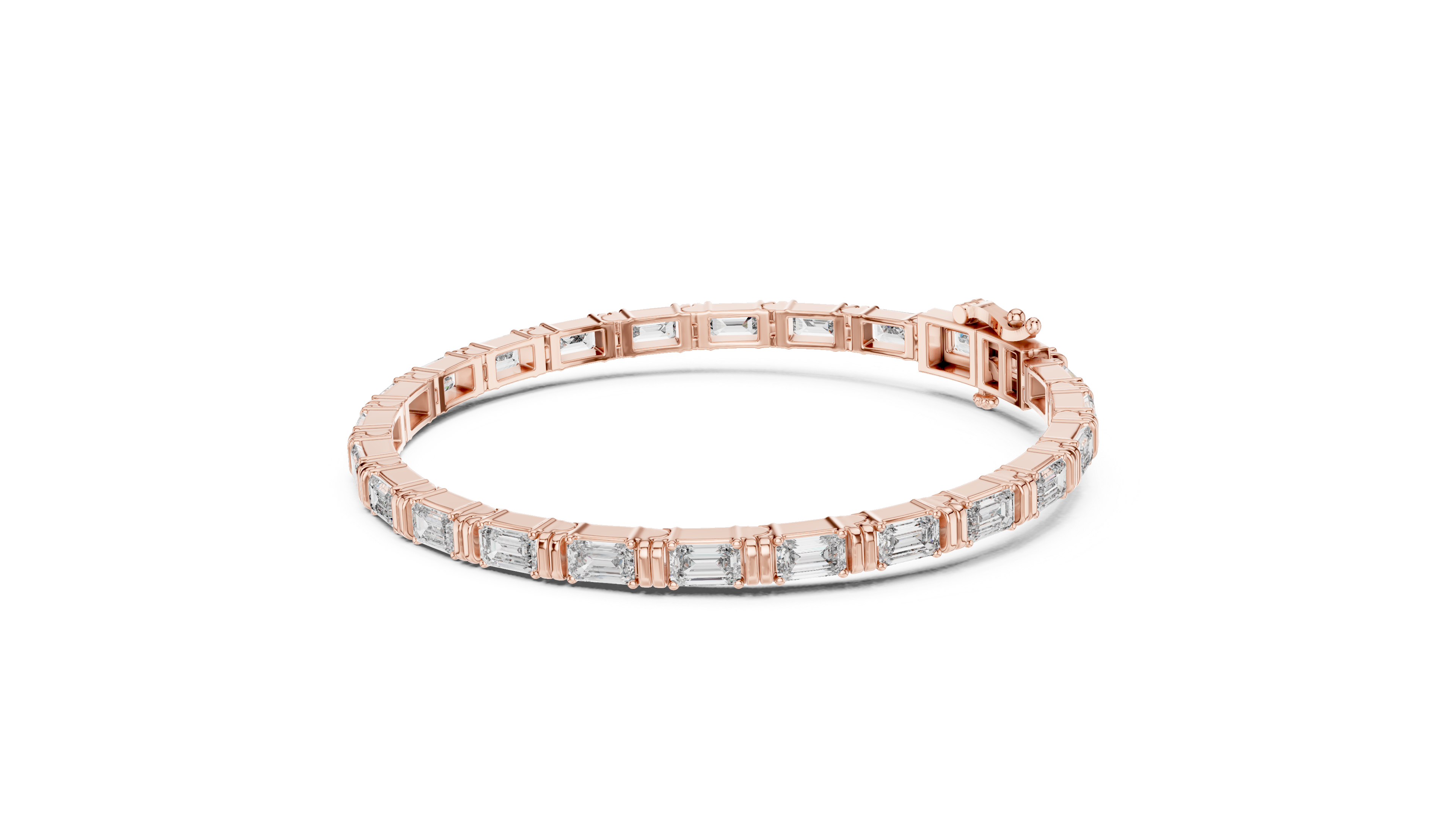 Emerald Cut Diamond Link Tennis Bracelet