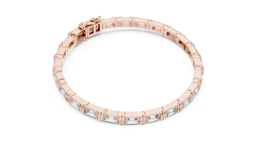 Emerald Cut Diamond Link Tennis Bracelet
