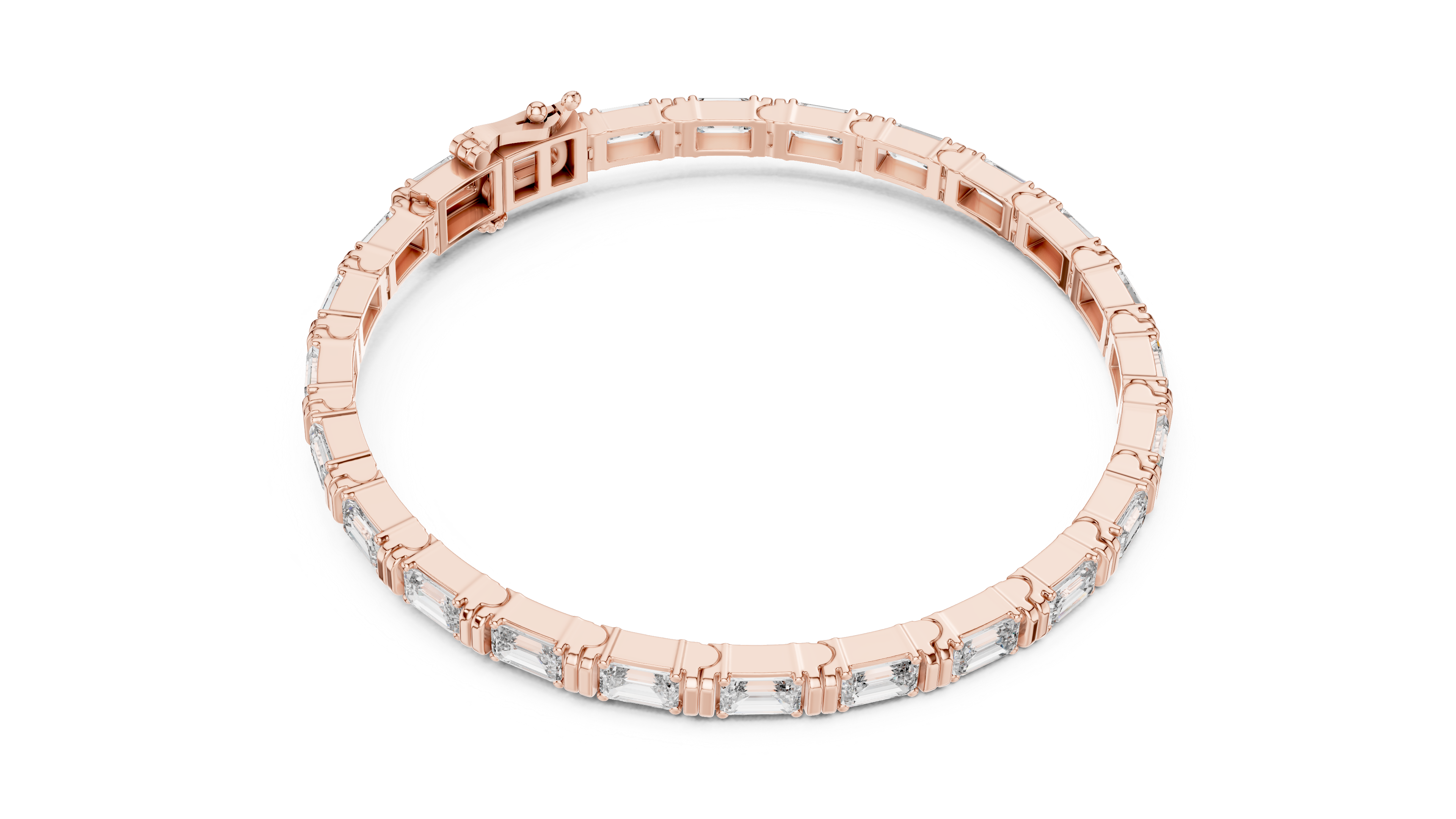 Emerald Cut Diamond Link Tennis Bracelet