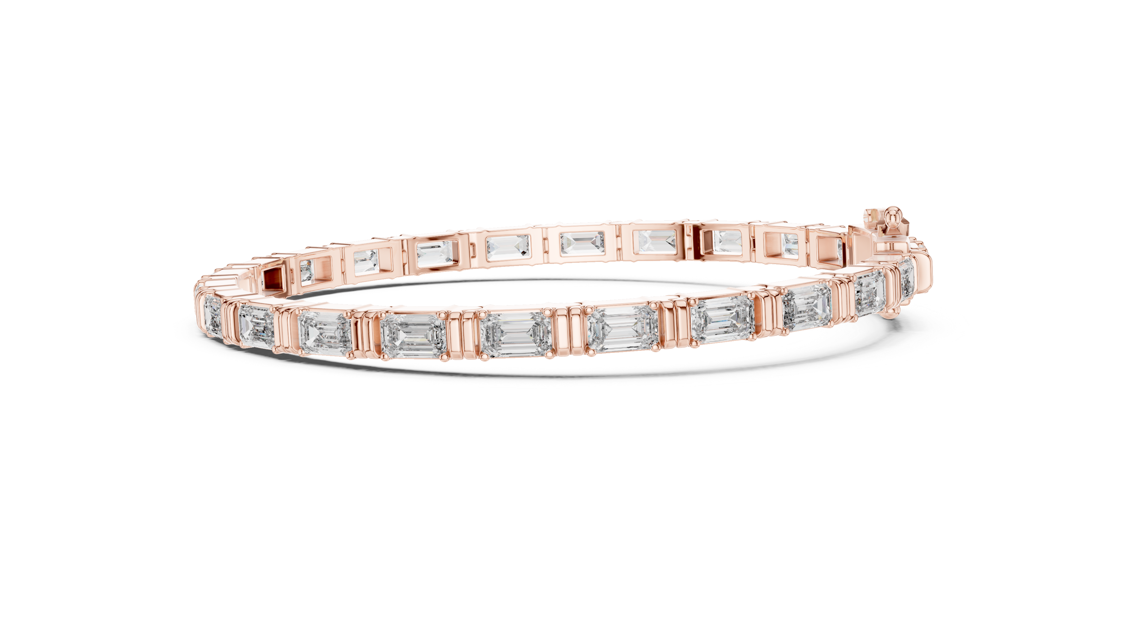 Emerald Cut Diamond Link Tennis Bracelet