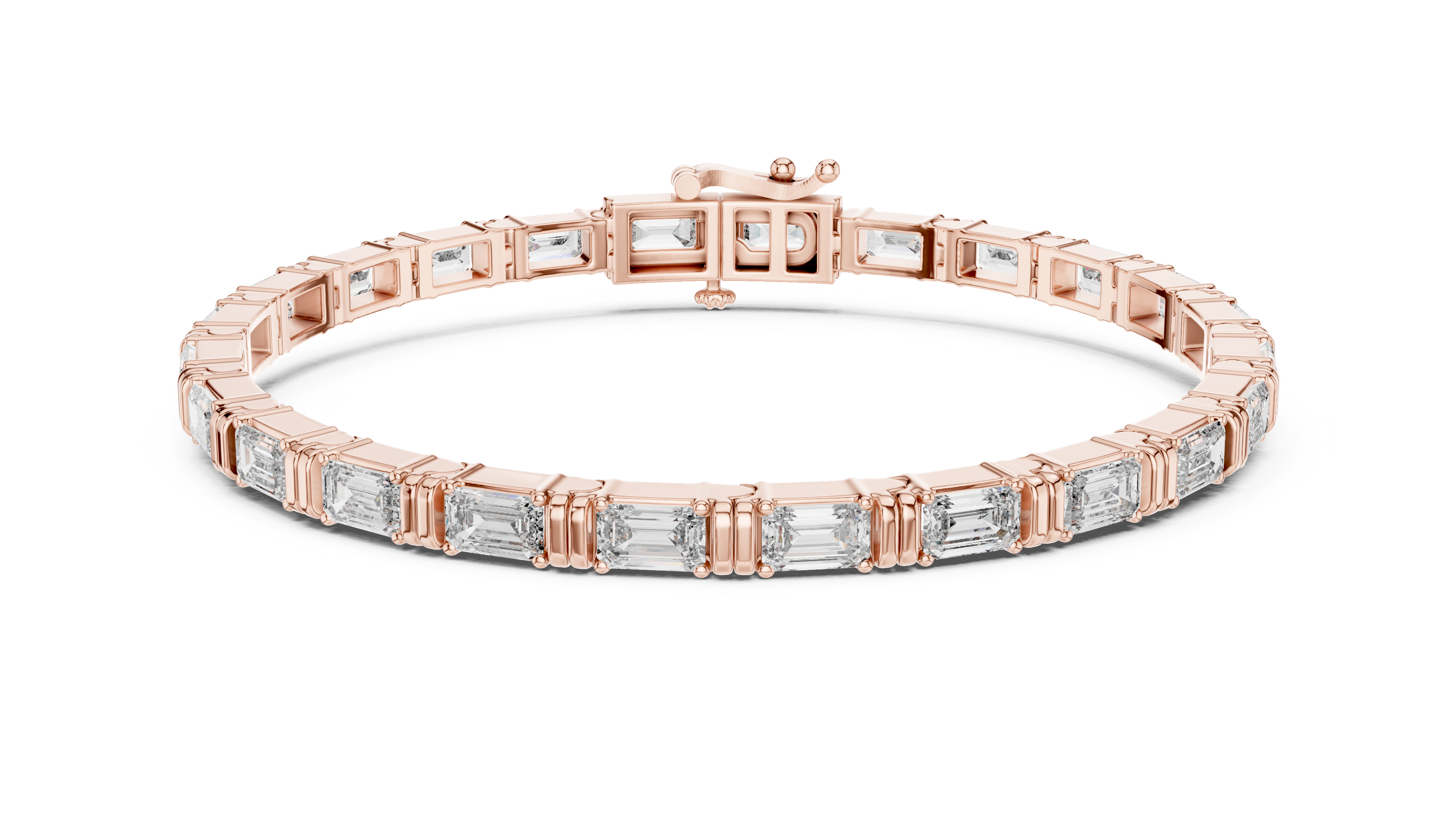Emerald Cut Diamond Link Tennis Bracelet