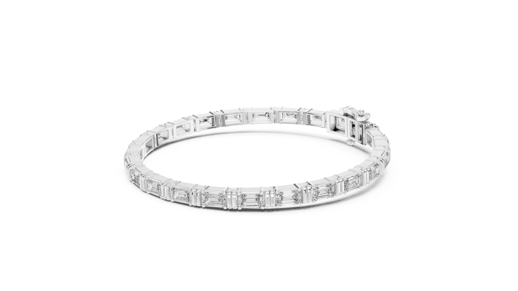 Emerald Cut Diamond Link Tennis Bracelet