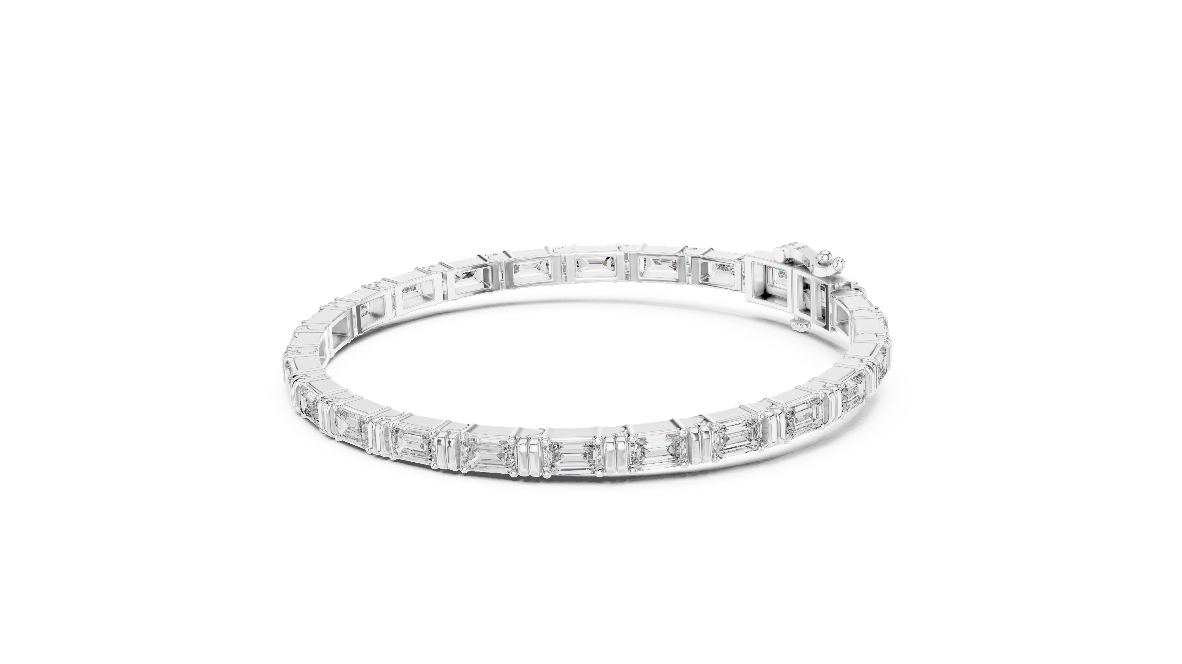 Emerald Cut Diamond Link Tennis Bracelet