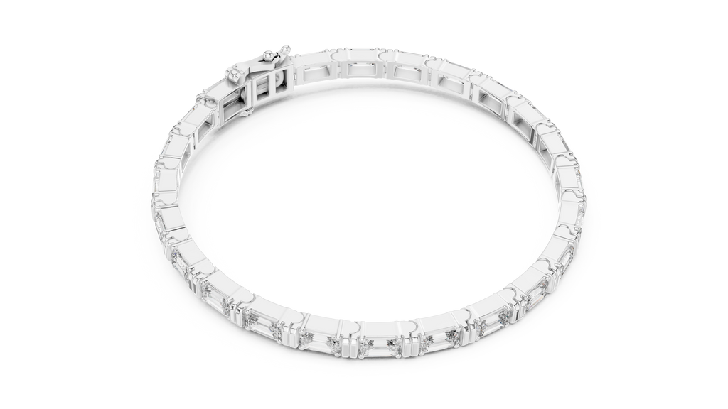 Emerald Cut Diamond Link Tennis Bracelet