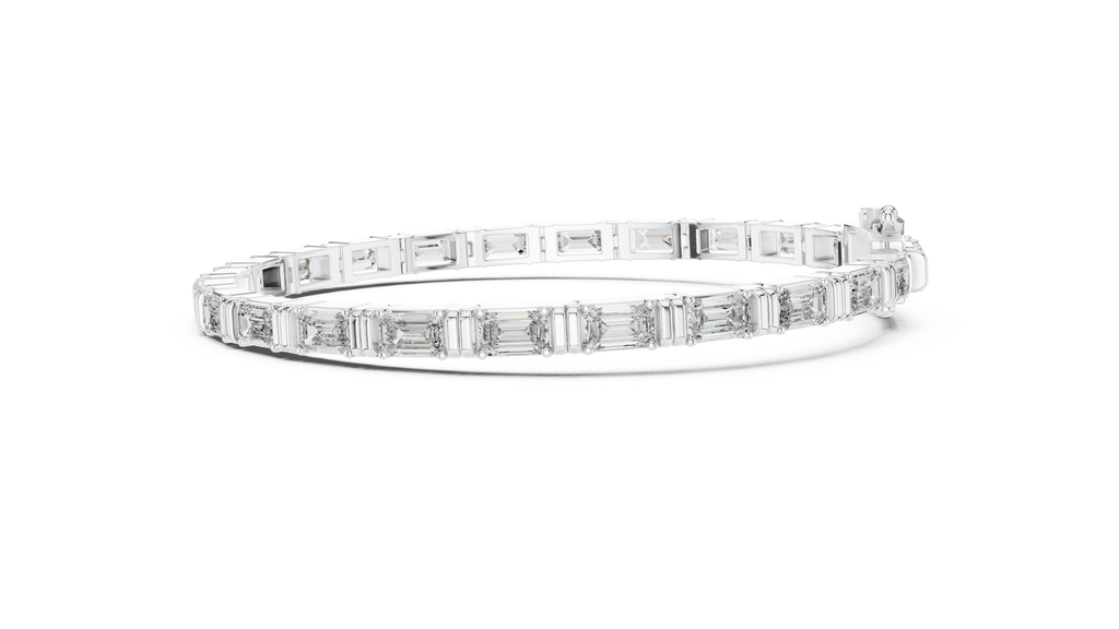 Emerald Cut Diamond Link Tennis Bracelet