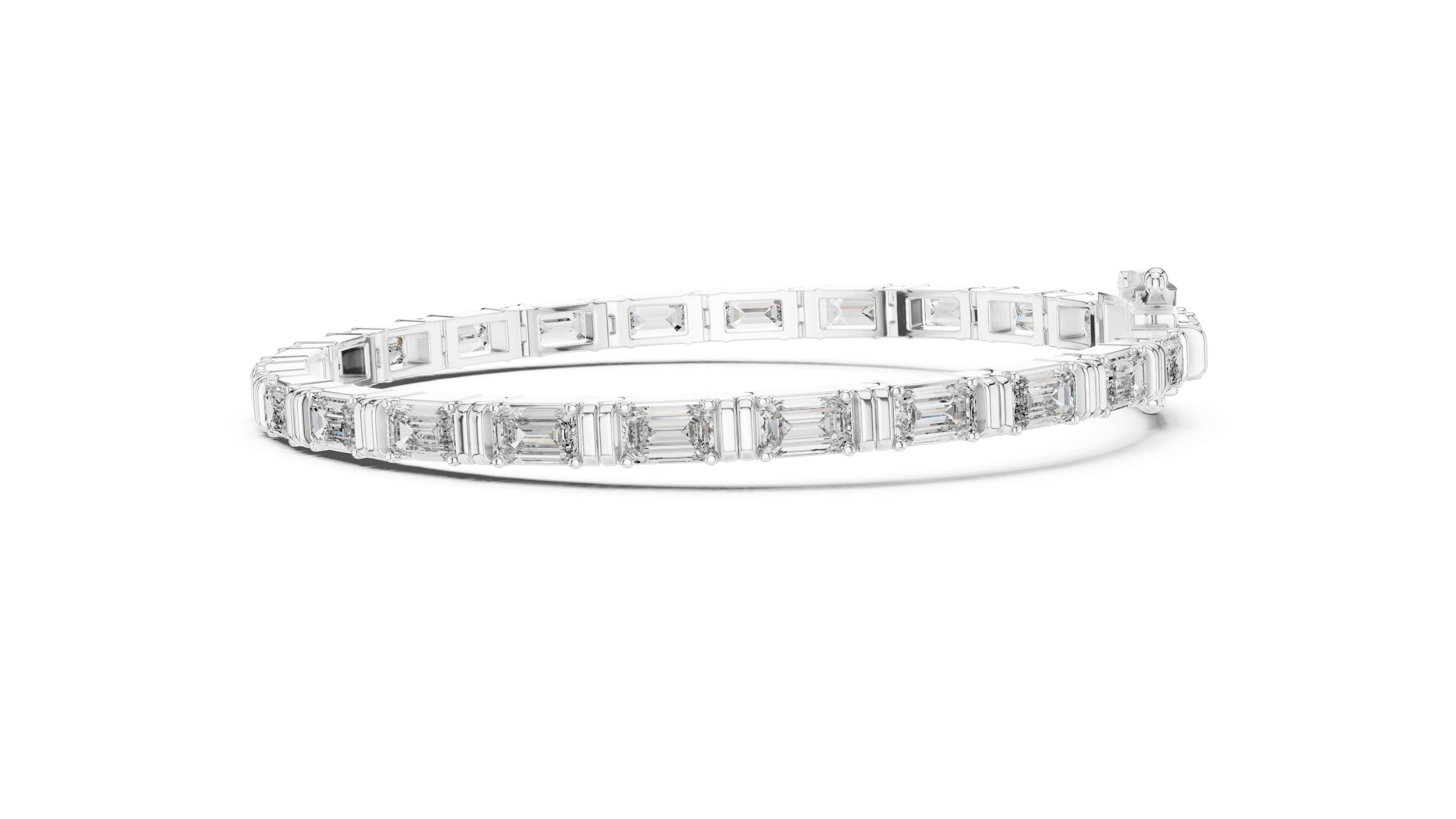 Emerald Cut Diamond Link Tennis Bracelet
