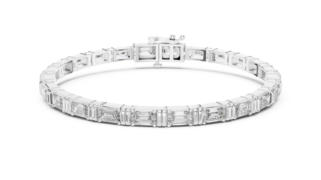 Emerald Cut Diamond Link Tennis Bracelet