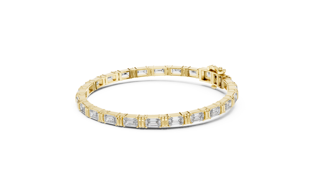 Emerald Cut Diamond Link Tennis Bracelet