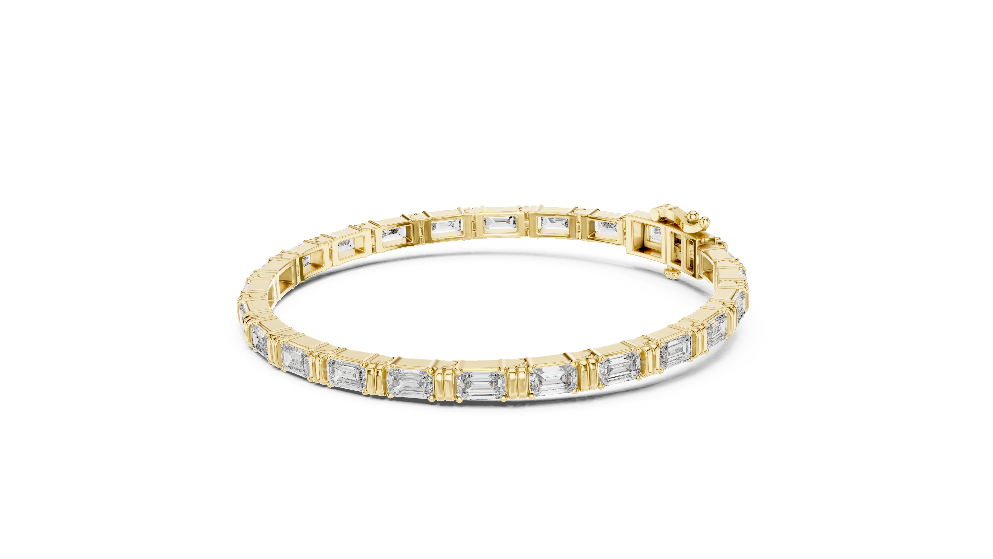 Emerald Cut Diamond Link Tennis Bracelet