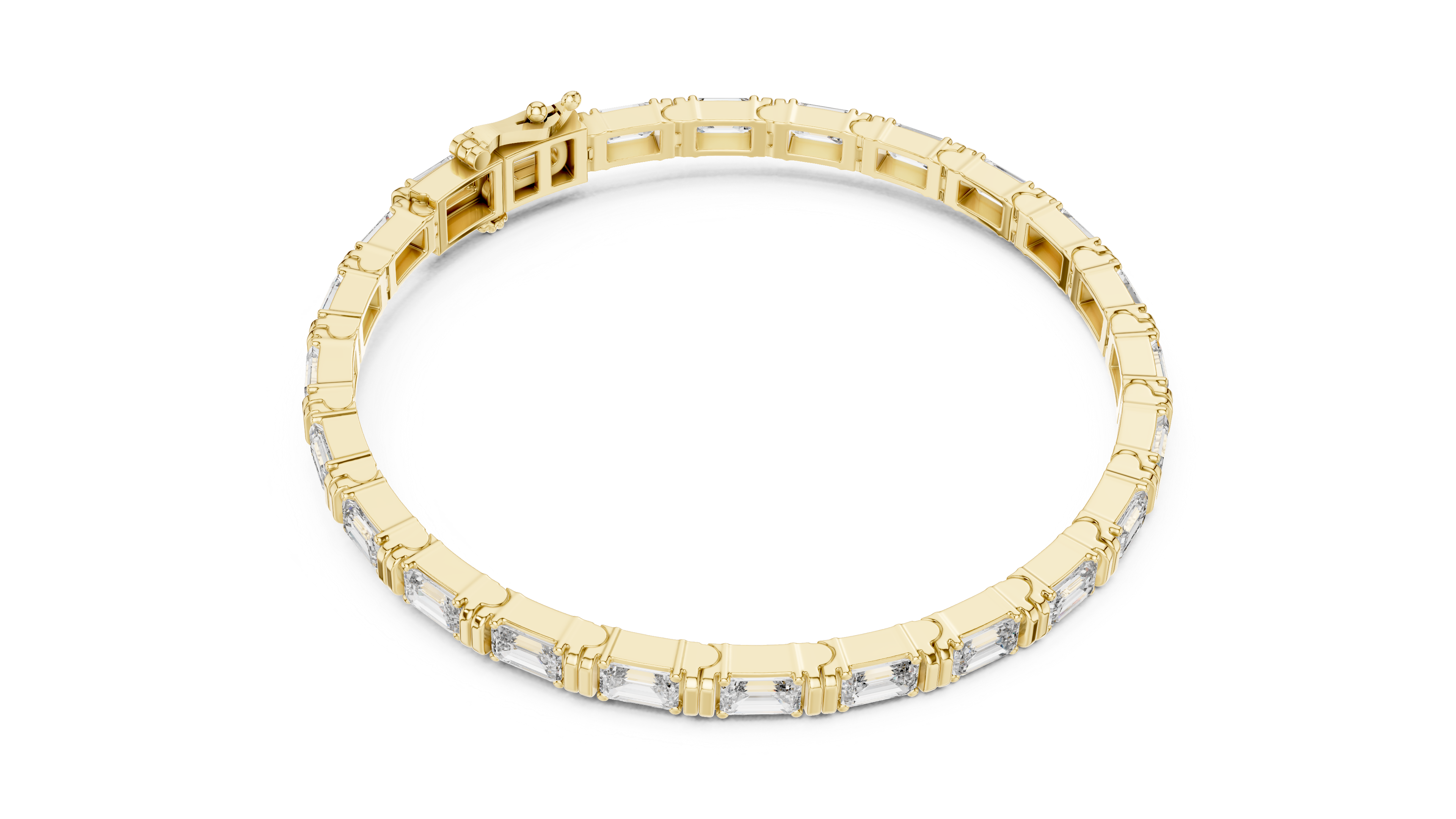Emerald Cut Diamond Link Tennis Bracelet