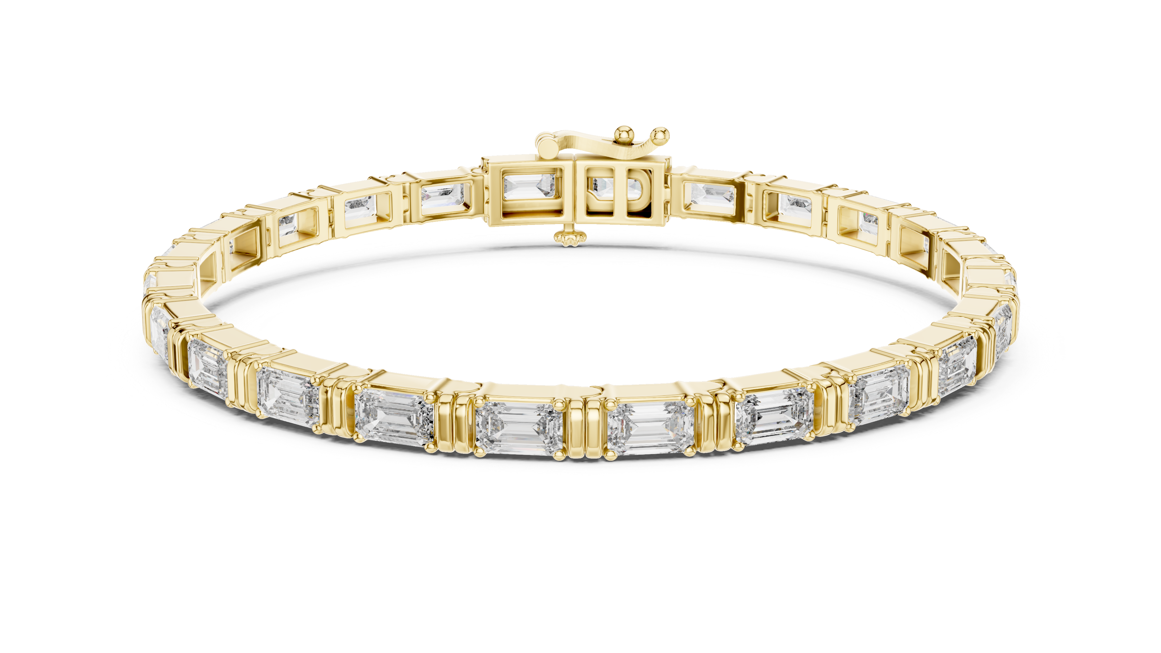 Emerald Cut Diamond Link Tennis Bracelet