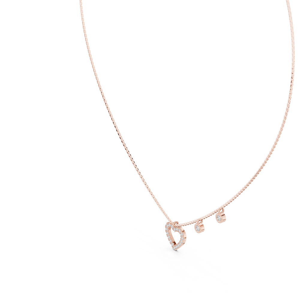 1Heart Diamond Halo Pendant Necklace