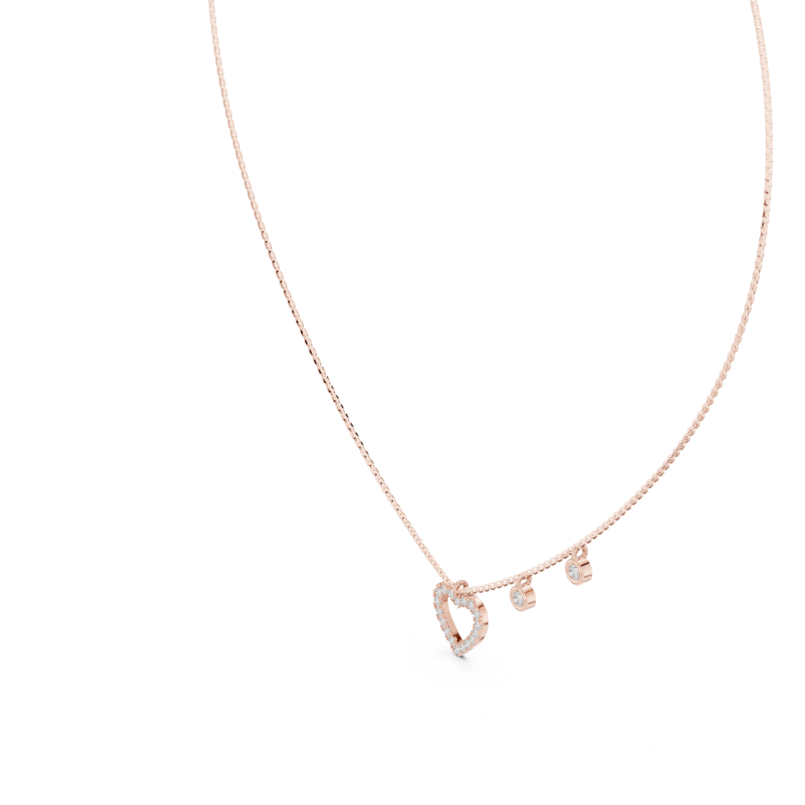 1Heart Diamond Halo Pendant Necklace