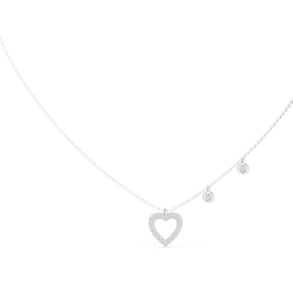 1Heart Diamond Halo Pendant Necklace