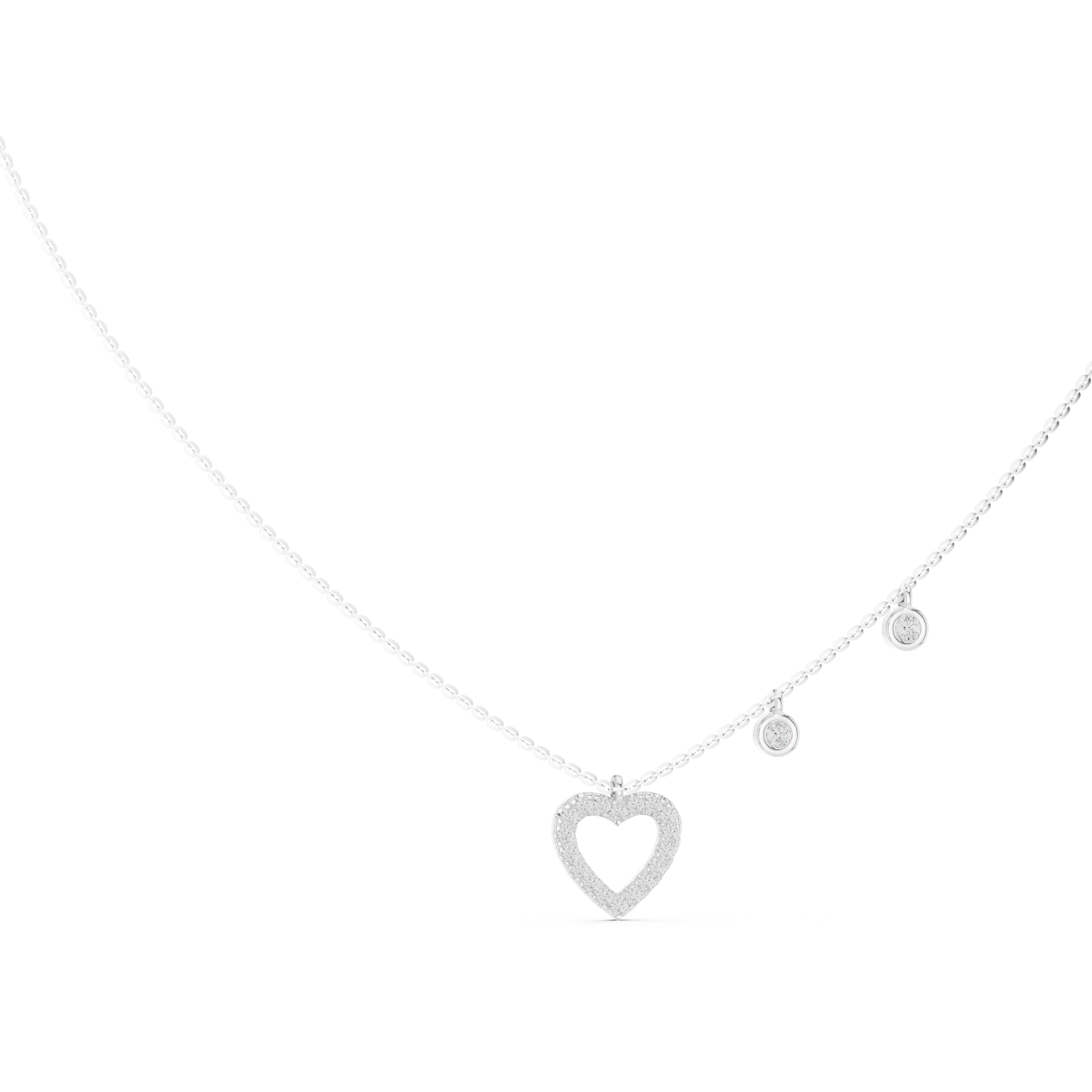 Heart Diamond Halo Pendant Necklace