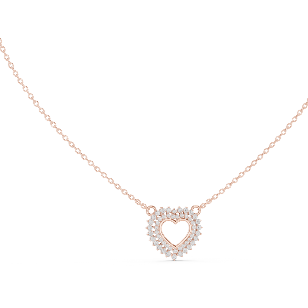 1Diamond Heart Halo Pendant Necklace