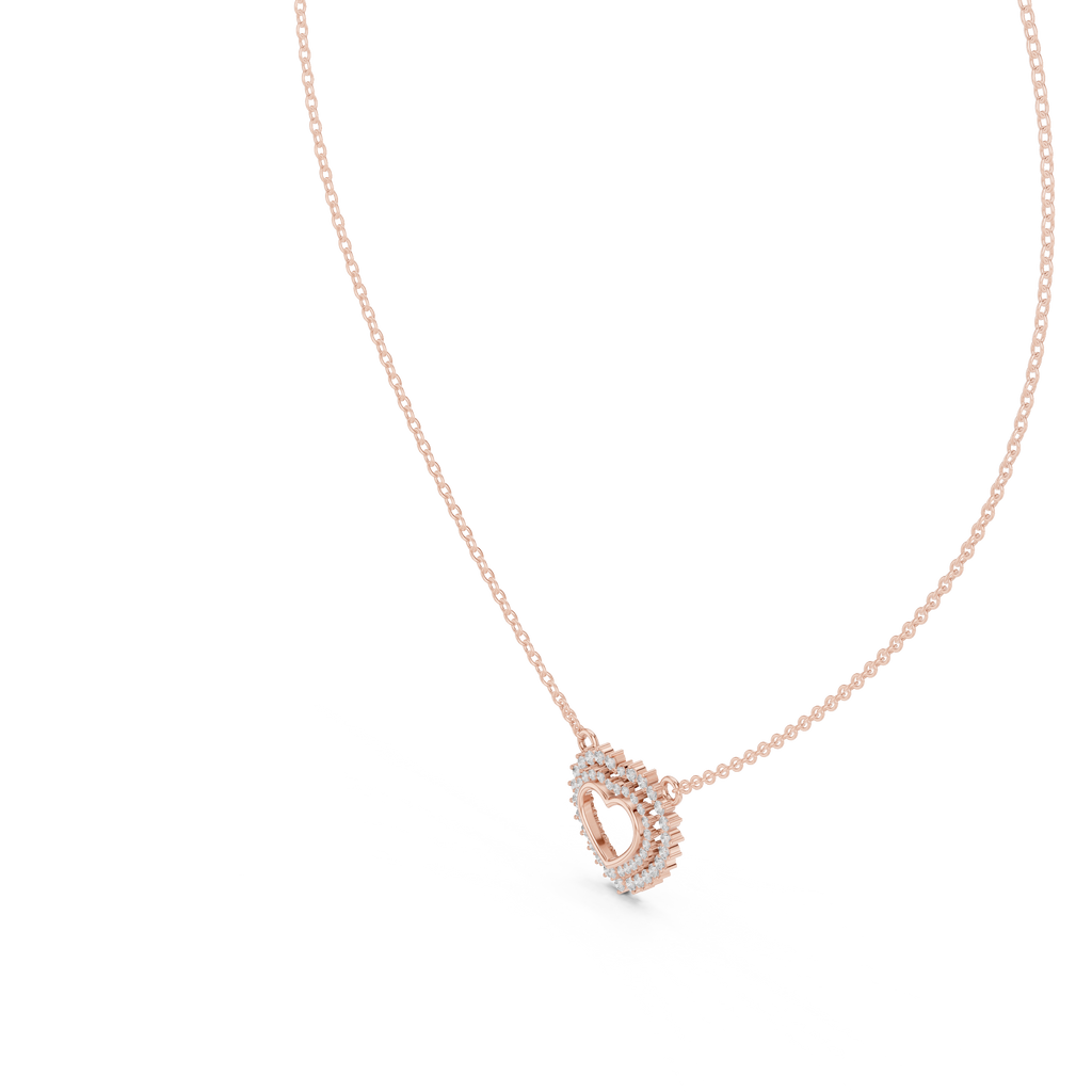 1Diamond Heart Halo Pendant Necklace