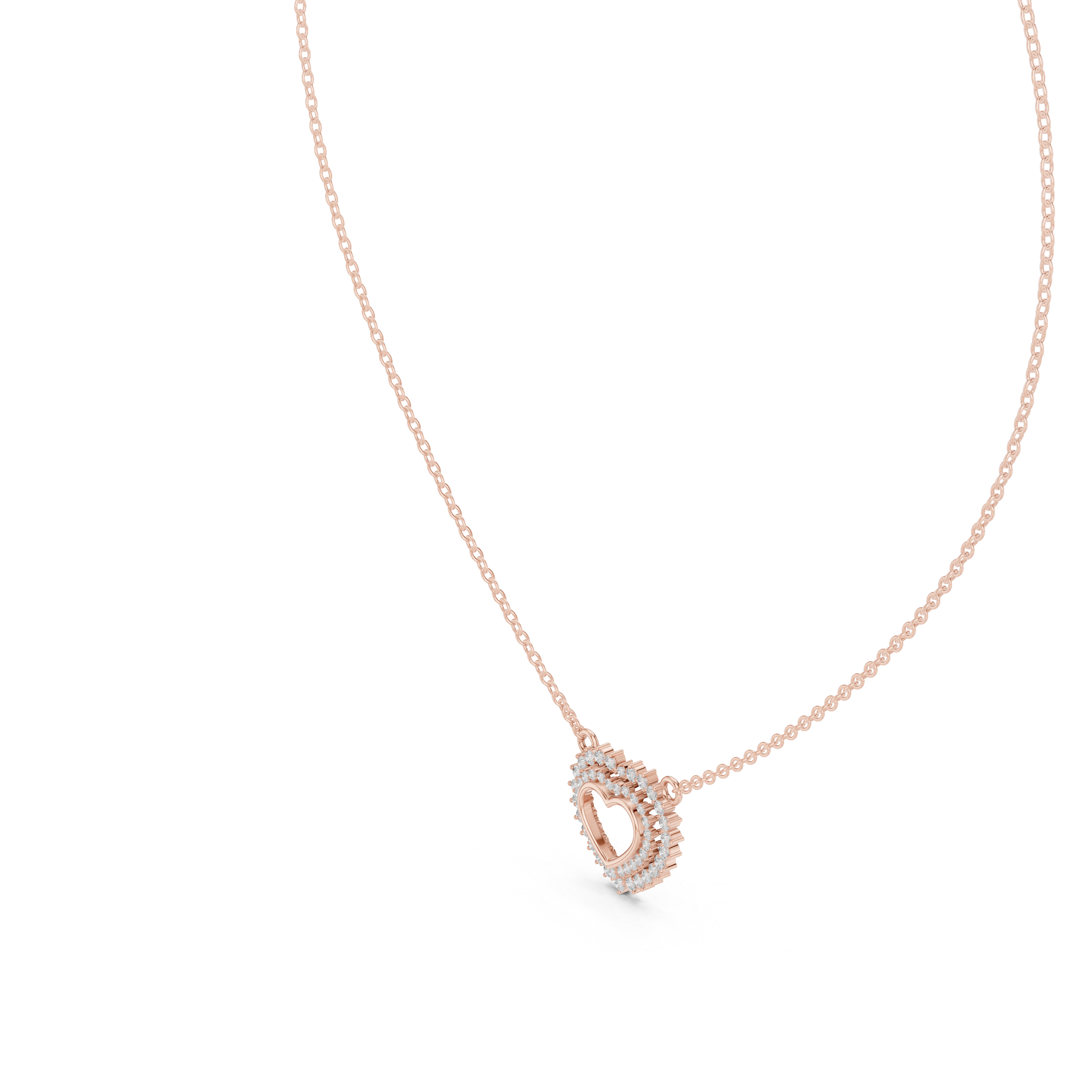 1Diamond Heart Halo Pendant Necklace